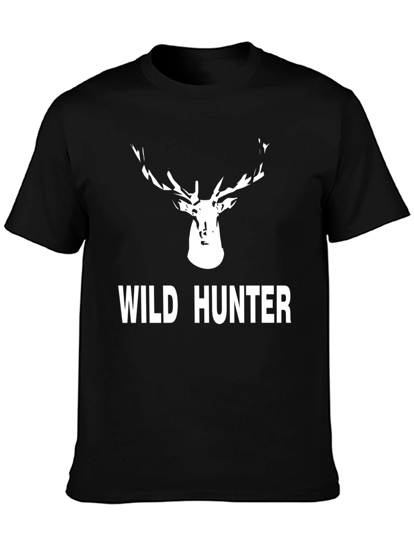 Black Wild Hunter Deer Graphic Tee - Black Cotton Blend view 3
