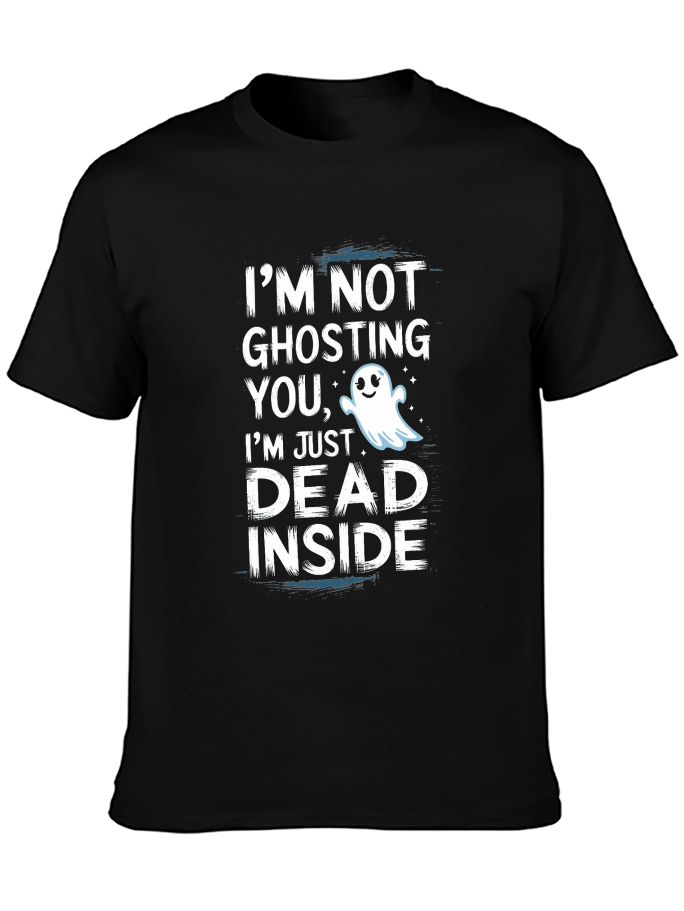 Black Dead Inside Ghost Graphic Tee - Funny Halloween Shirt view 3