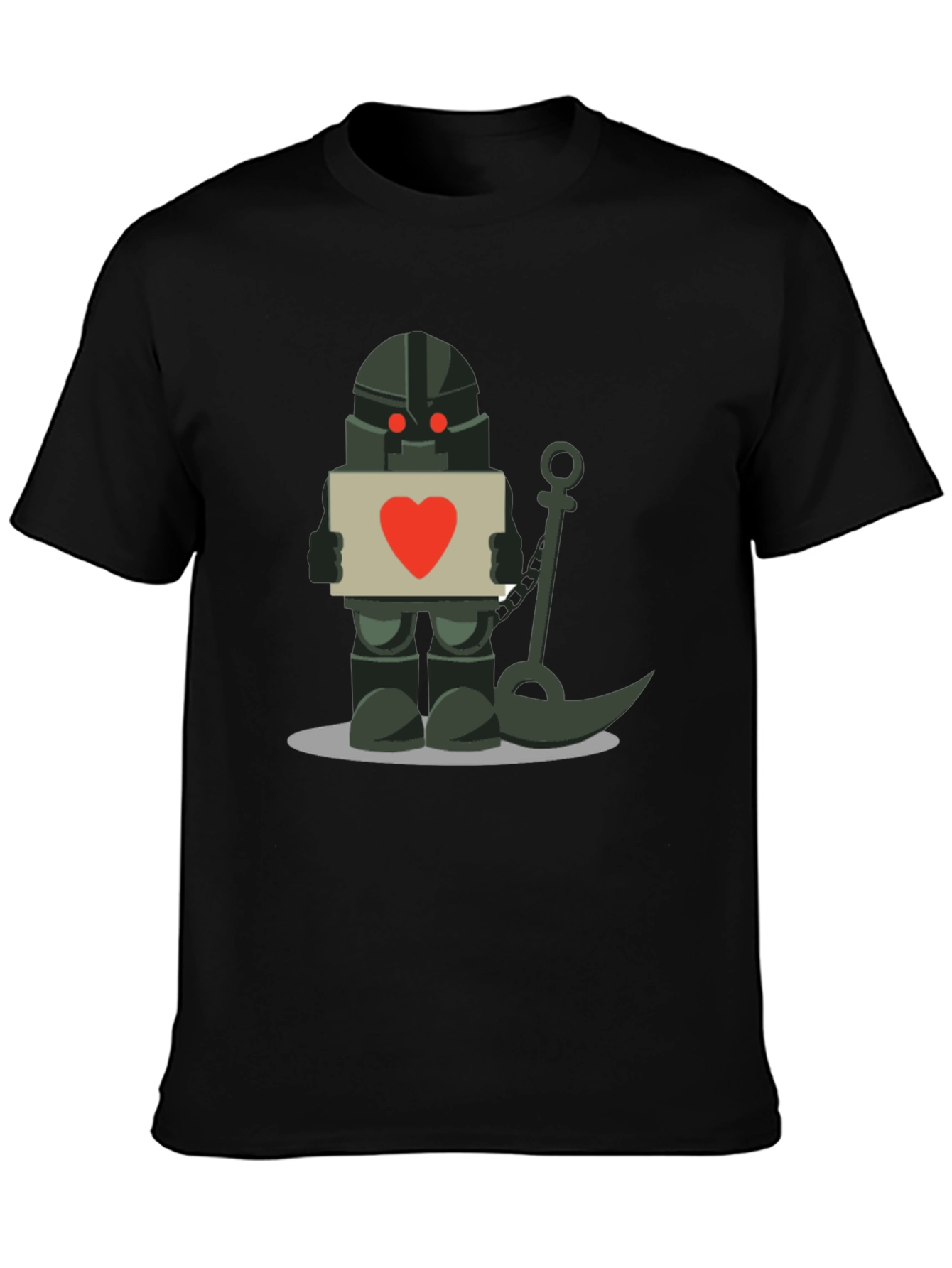 Black Heart Robot Graphic Black Tee view 3
