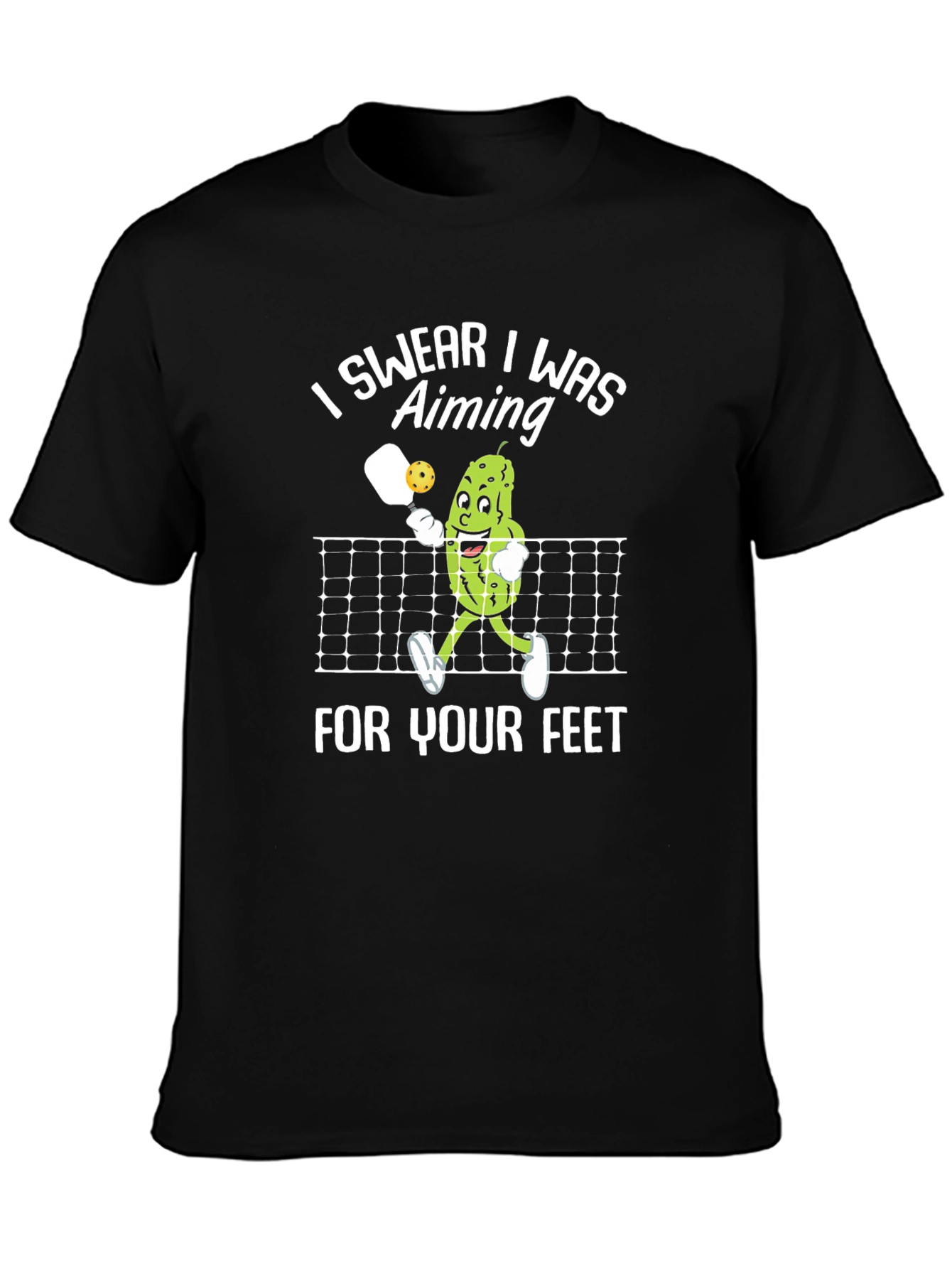 Black Pickleball Aiming T-Shirt: Funny Design view 3