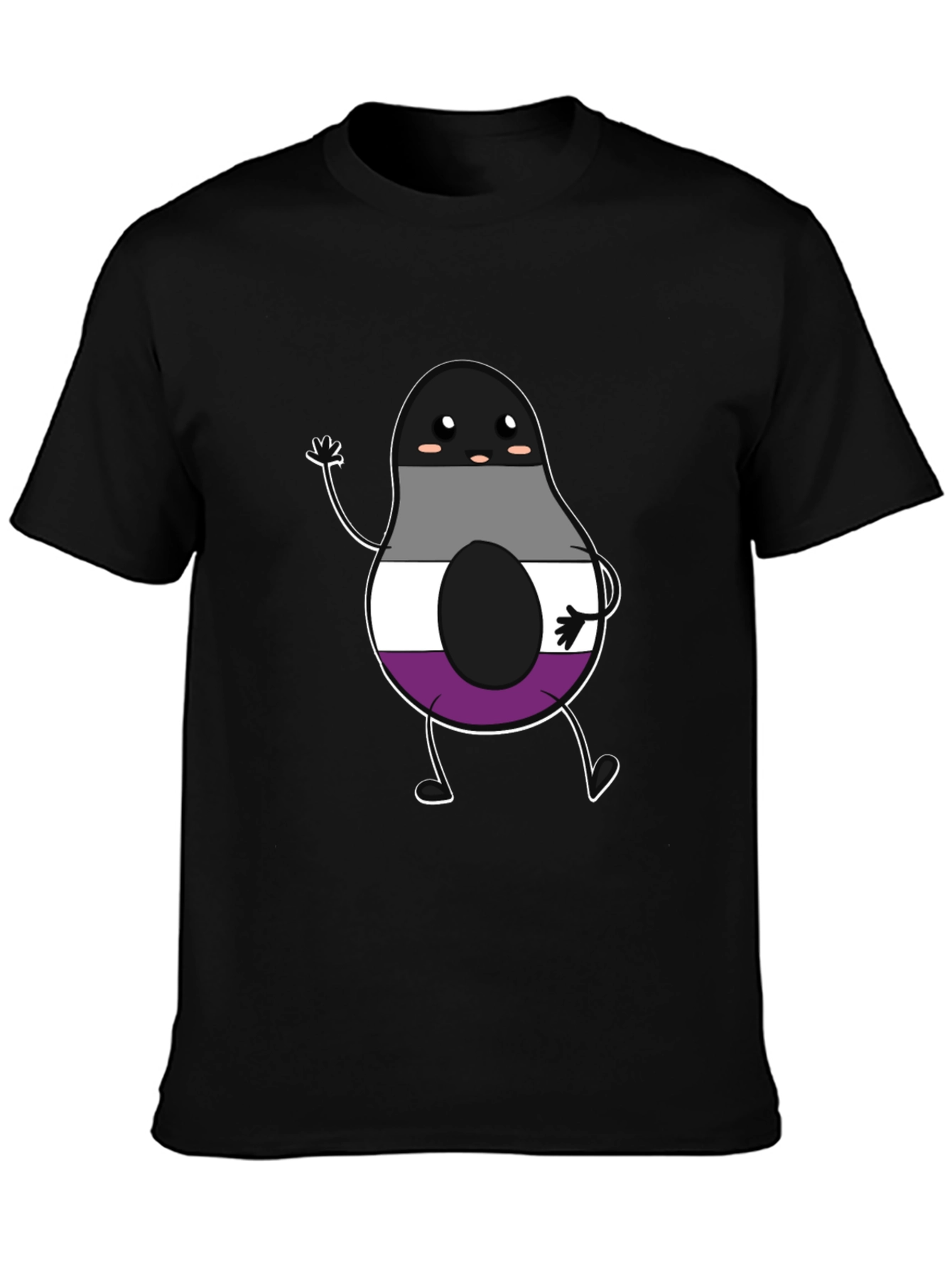 Black Asexual Pride Avocado Graphic T-Shirt view 3