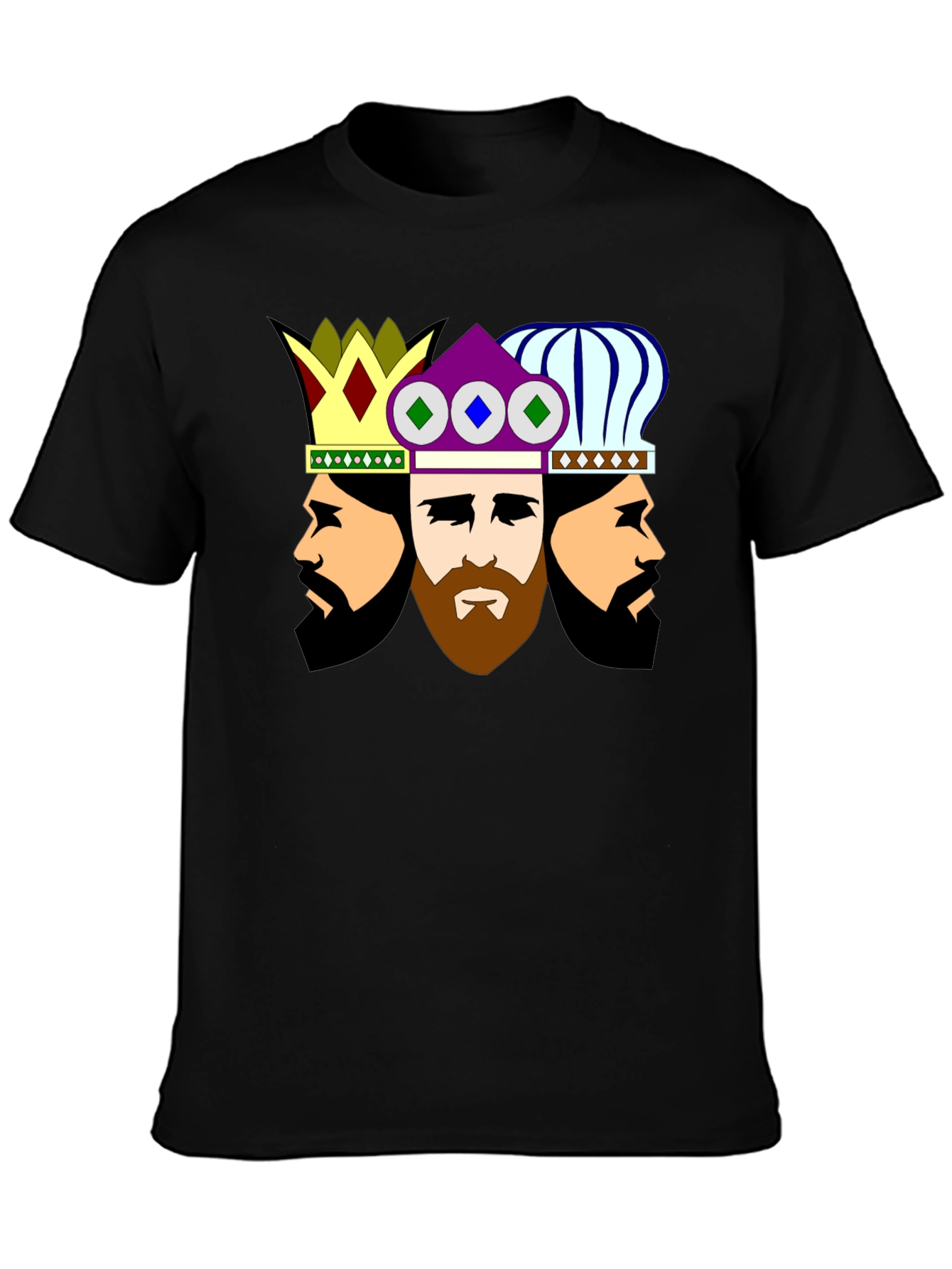 Black Three Kings Graphic Tee - Stylish Crew Neck T-Shirt view 3