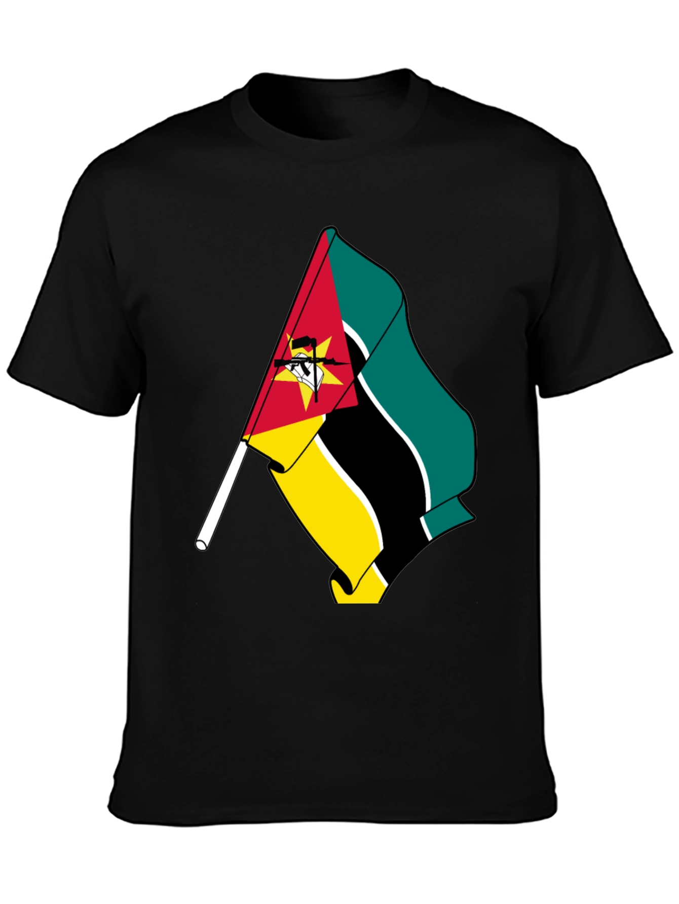 Black Mozambique Flag Graphic Tee - Black T-Shirt view 3
