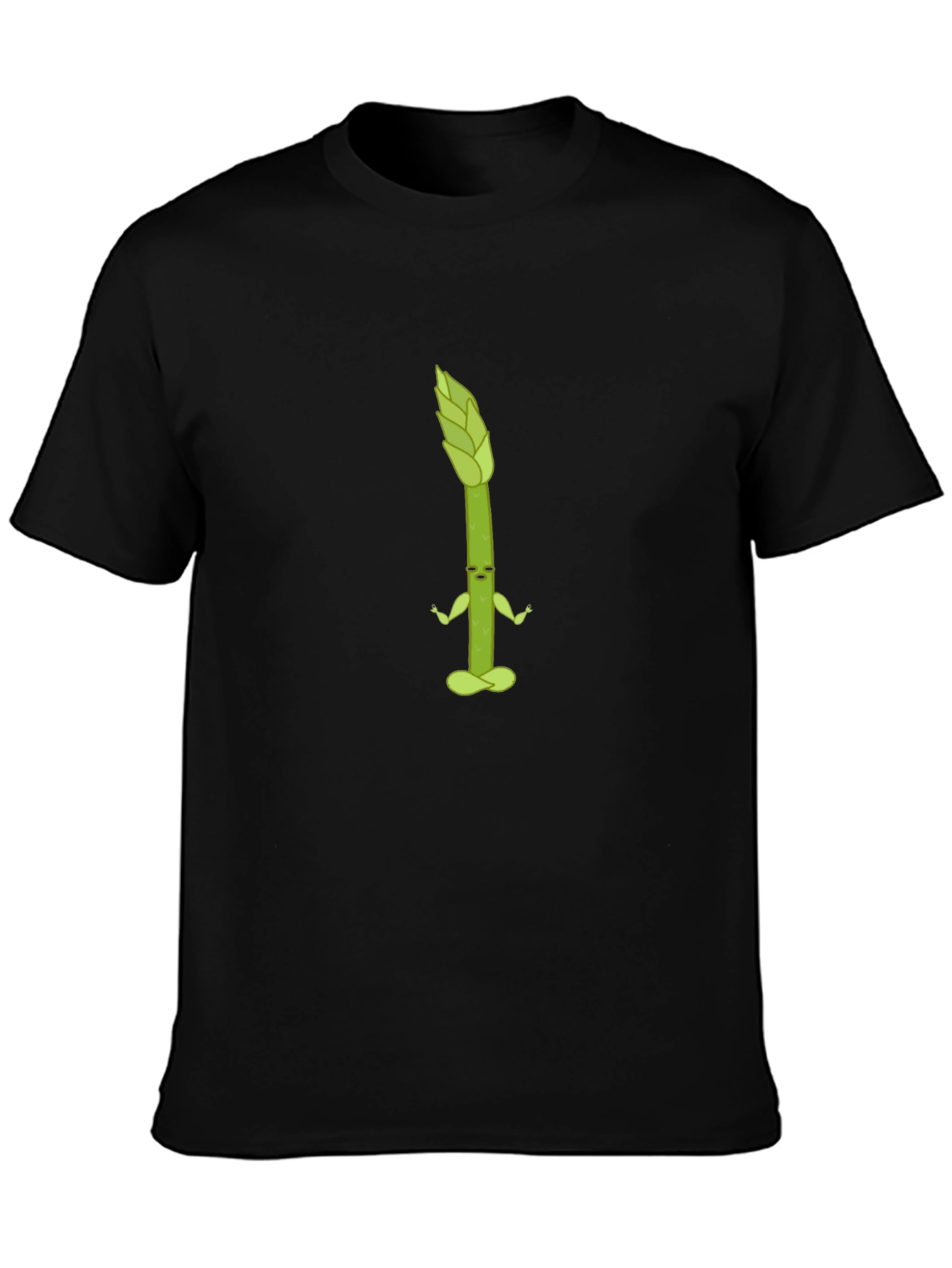 Black Yoga Asparagus Graphic Tee - Black Cotton T-Shirt view 3