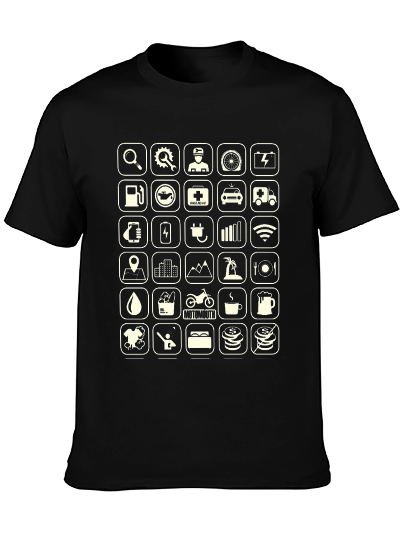 Black Icon Grid Graphic Tee - Black Casual T-Shirt view 3