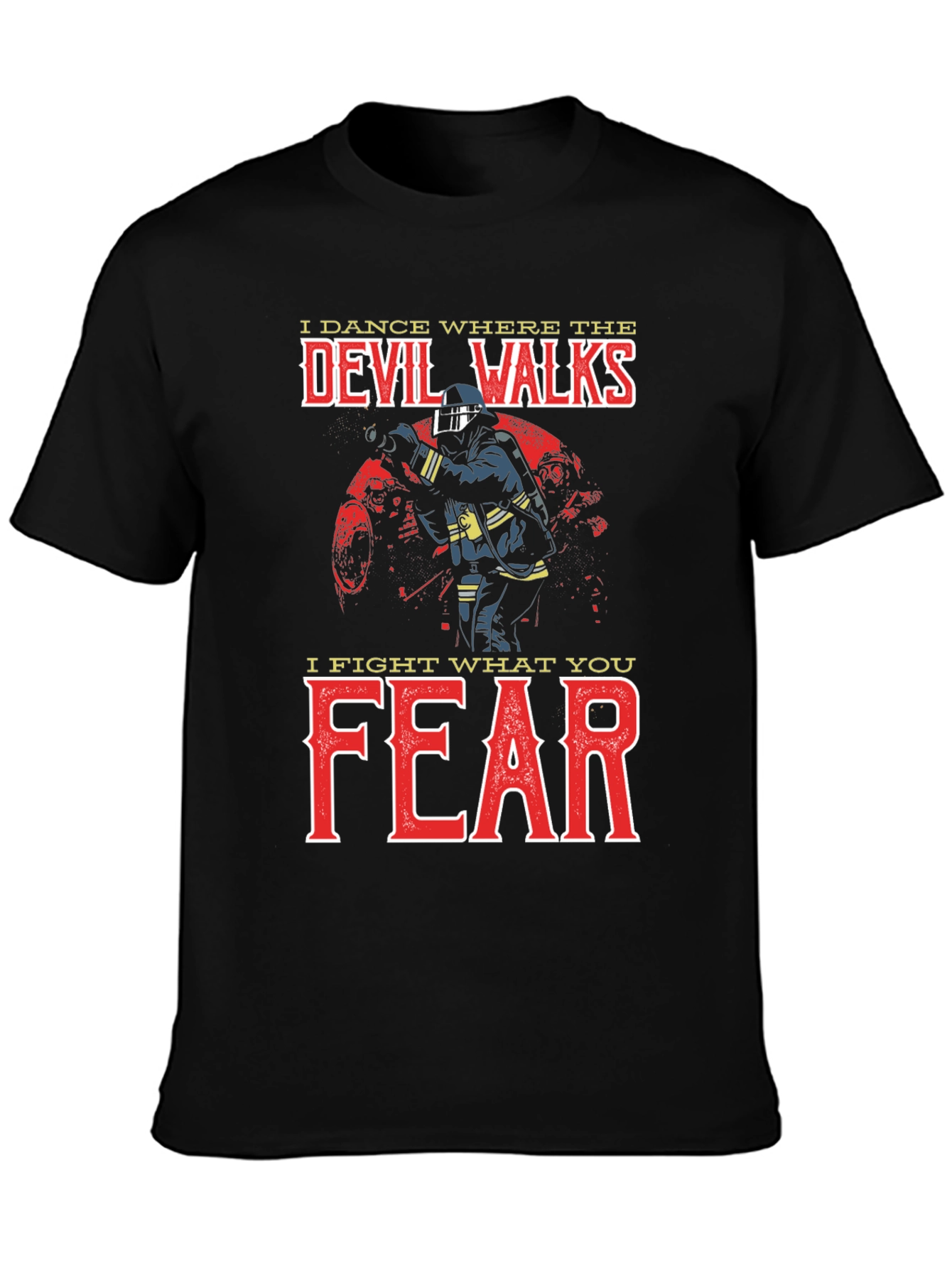 Black Firefighter Devil Walks T-Shirt view 3
