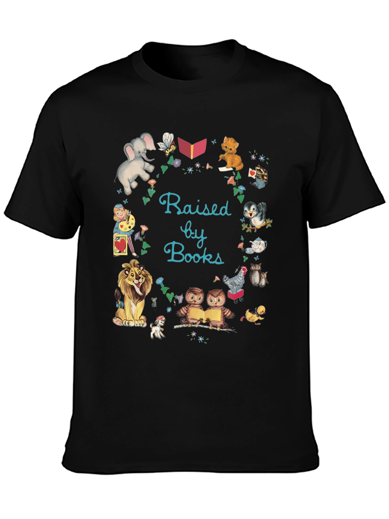 Black Raised By Books Graphic Tee view 3