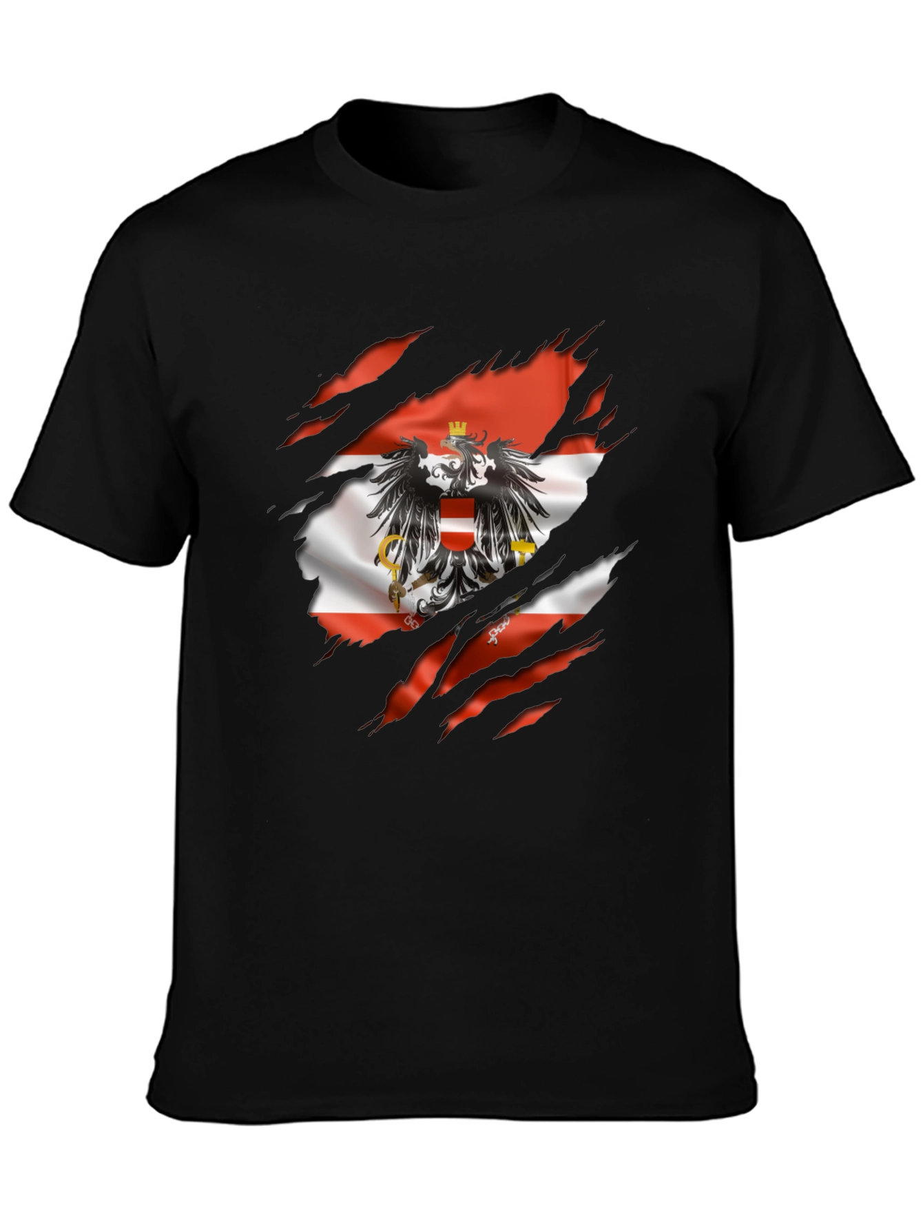 Black Austria Flag Eagle Graphic T-Shirt view 3