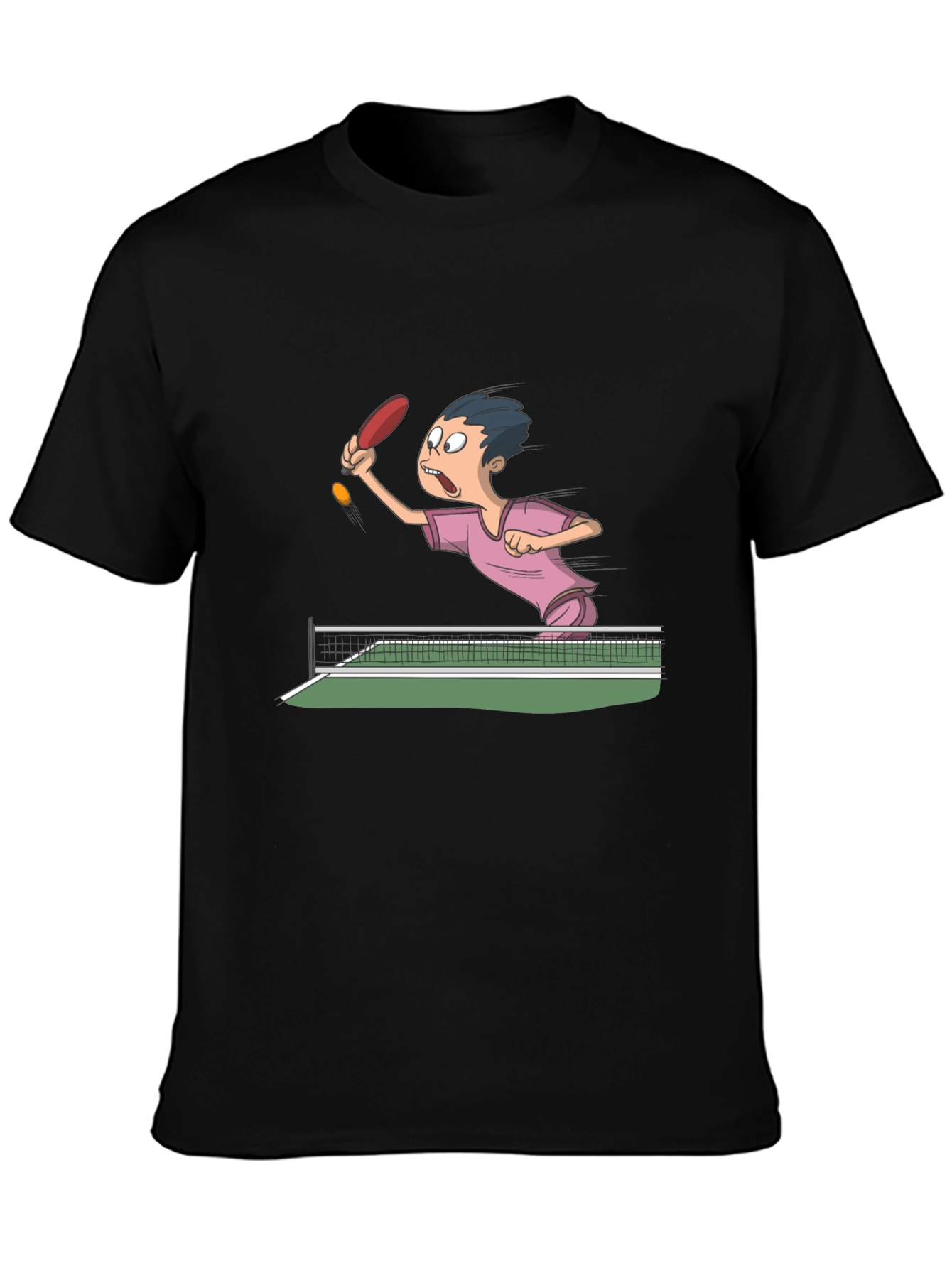 Black Ping Pong Cartoon T-Shirt view 3