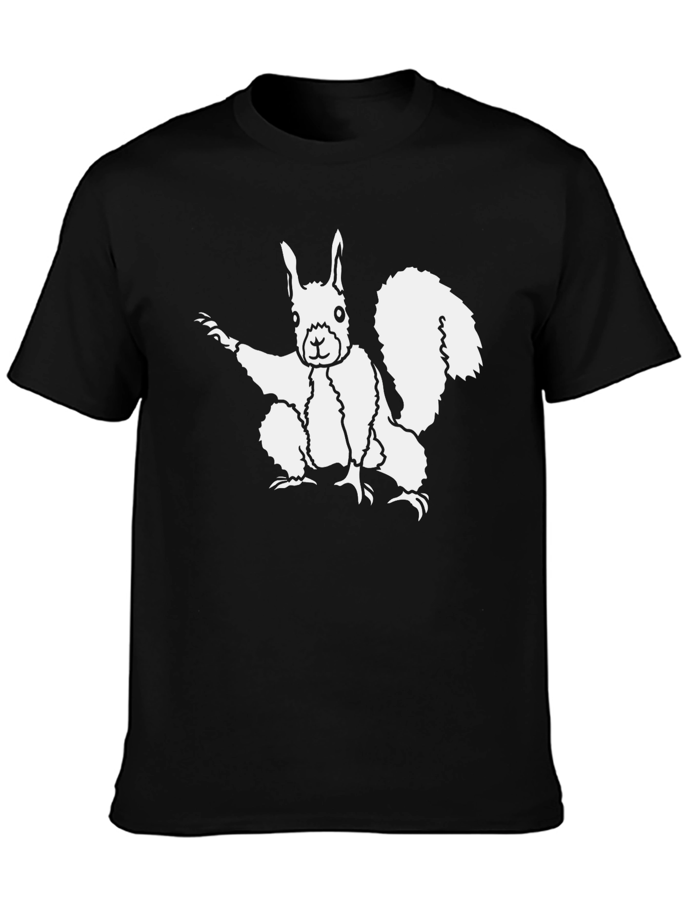 Black Squirrel Graphic Tee - Black Cotton T-Shirt view 3