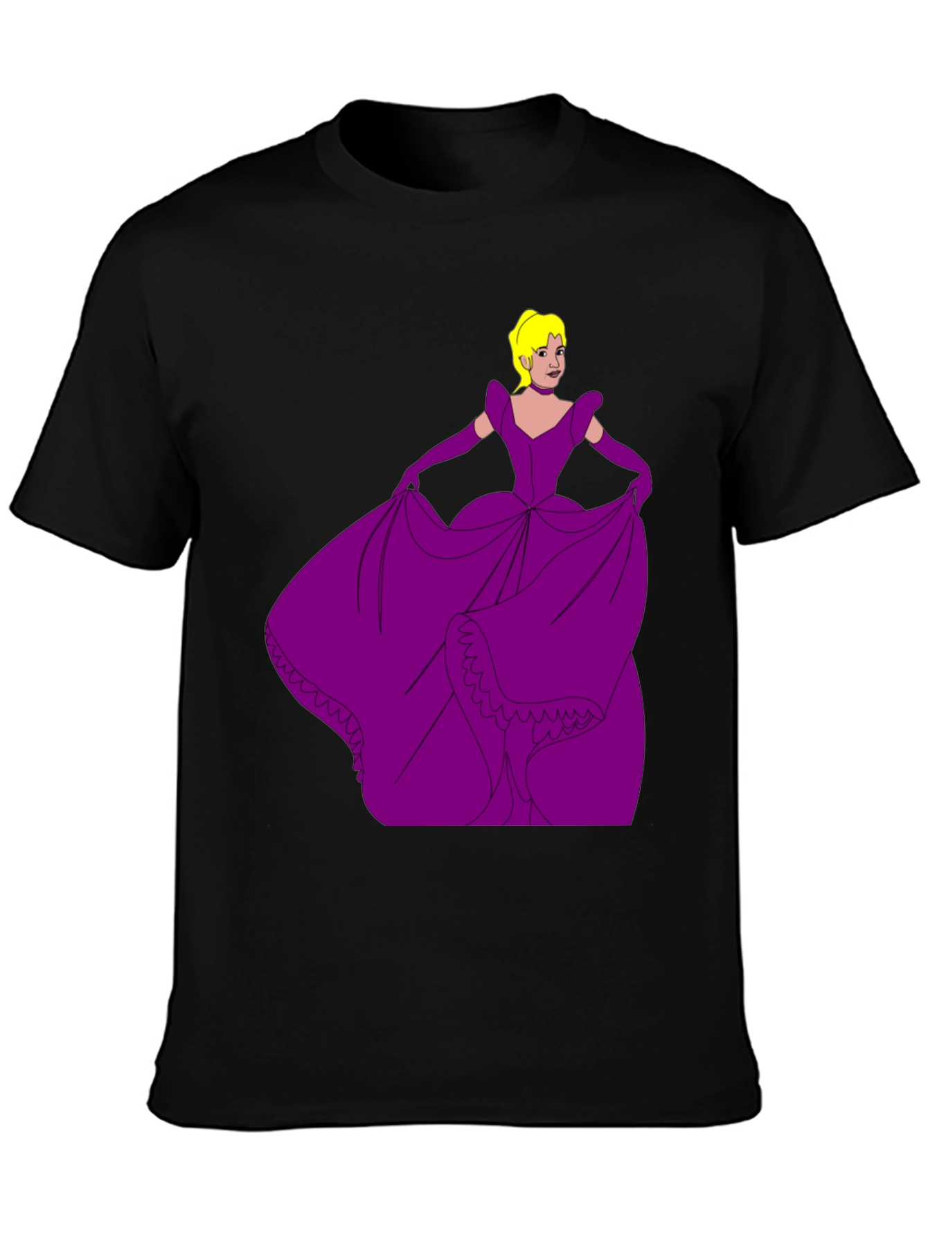 Black Cartoon Princess Graphic Tee view 3