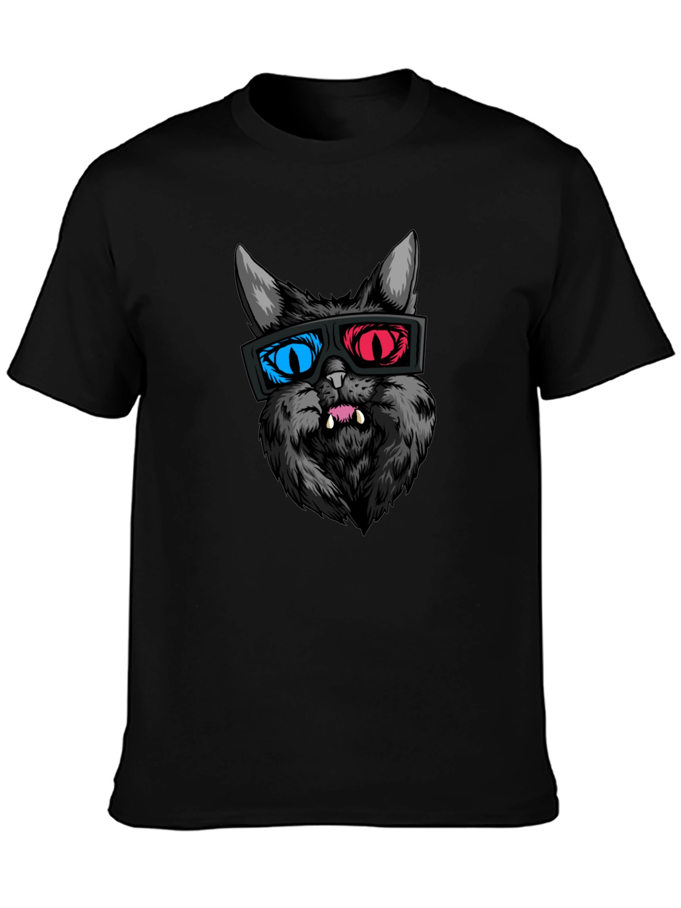 Black 3D Cat Graphic Tee - Stylish Black T-Shirt view 3