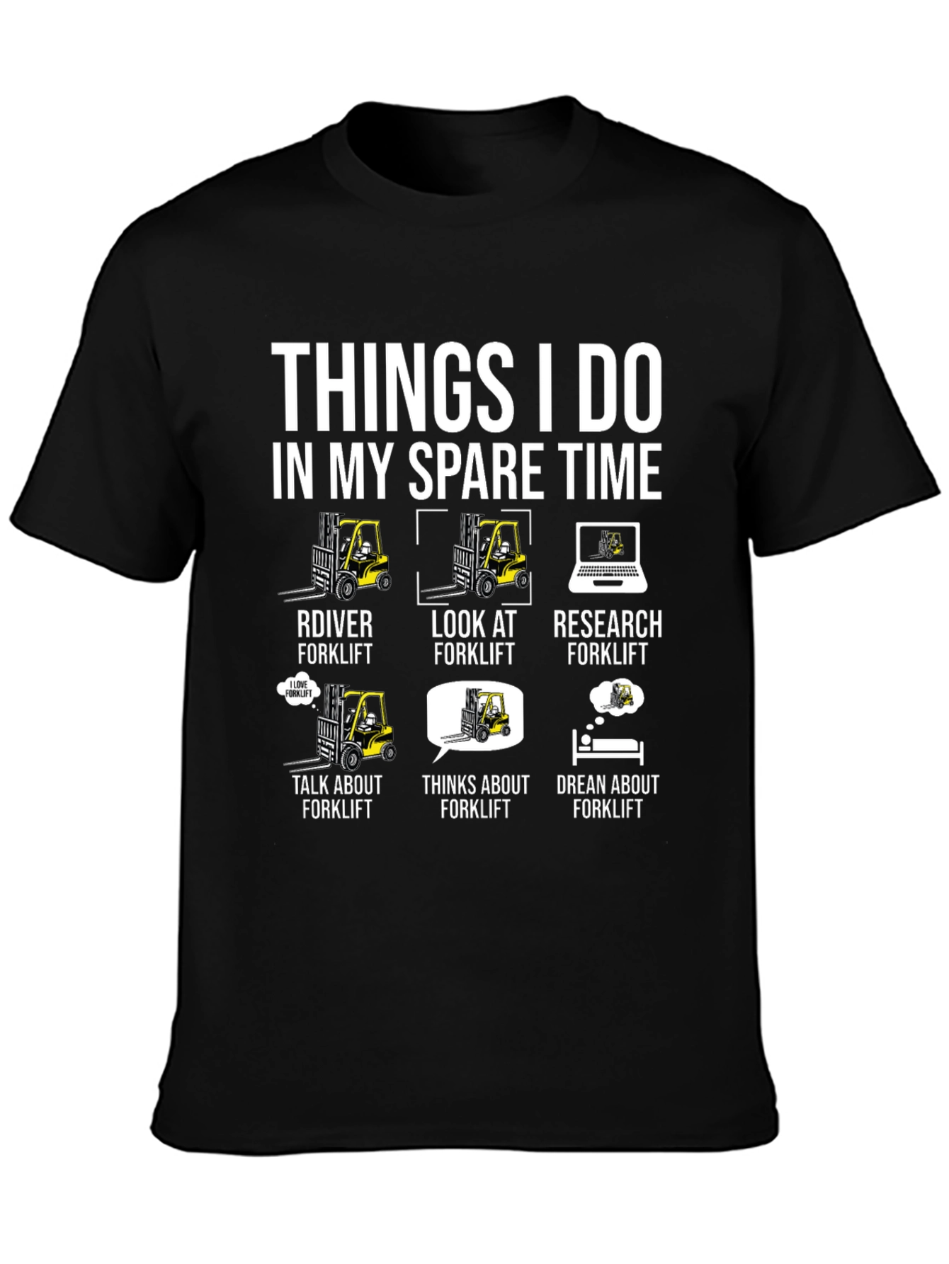 Black Funny Forklift T-Shirt: Things I Do In My Spare Time view 3