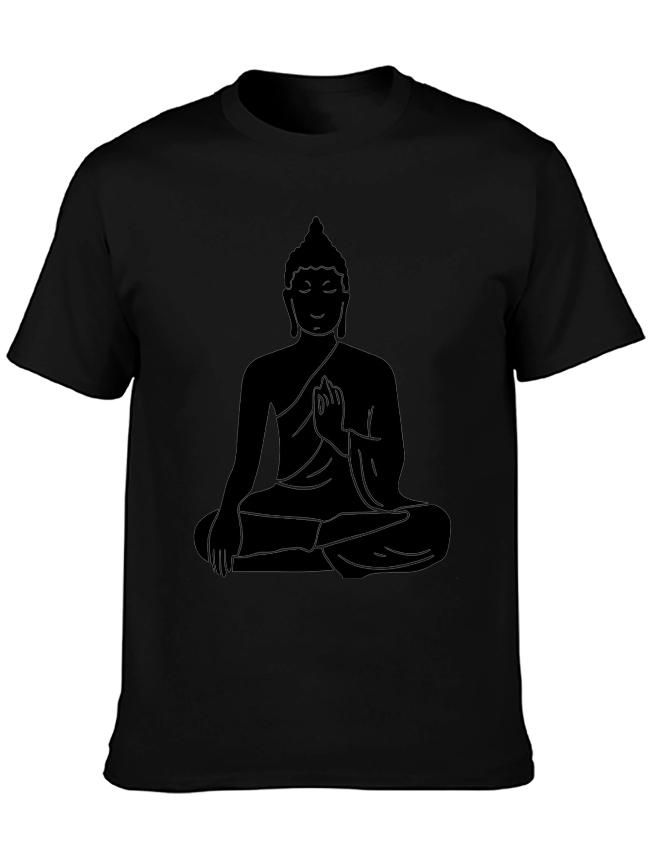 Black Buddha Silhouette Graphic T-Shirt - Relaxed Fit view 3