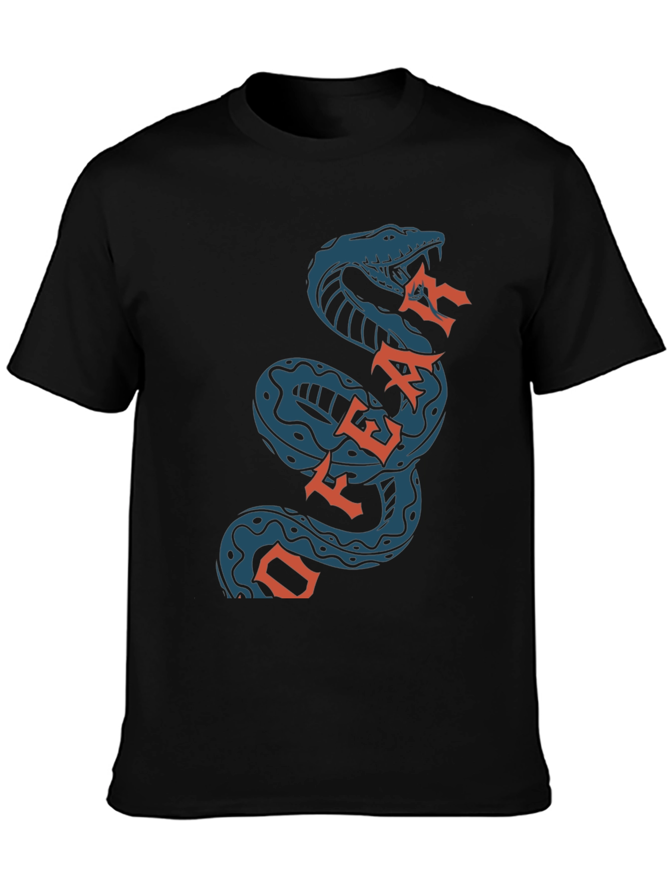 Black Off Fear Snake T-Shirt - Black Cotton Graphic Tee view 3