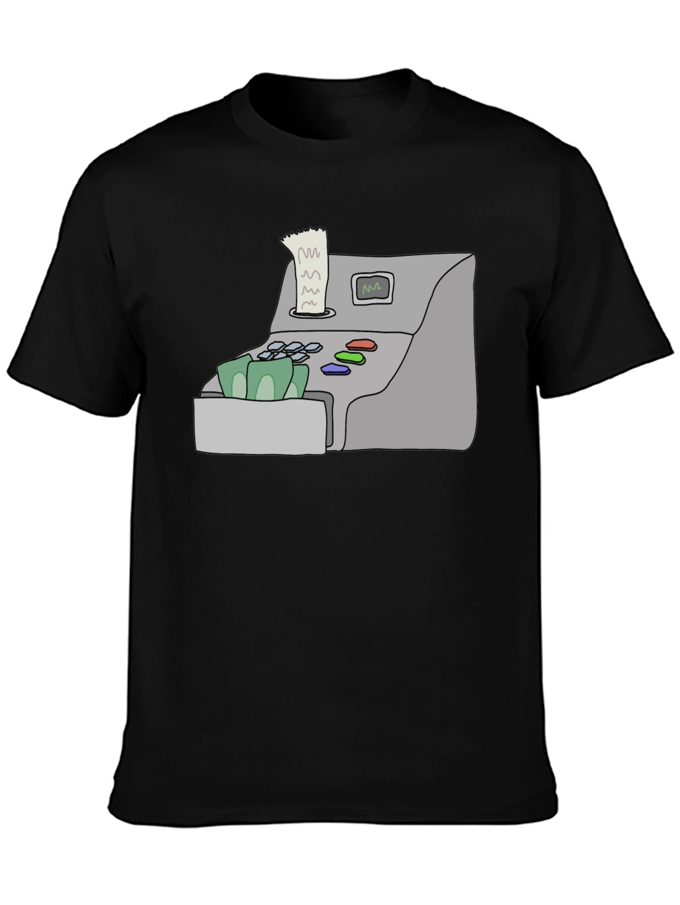 Black Cash Register Graphic Tee - Black Cotton Shirt view 3