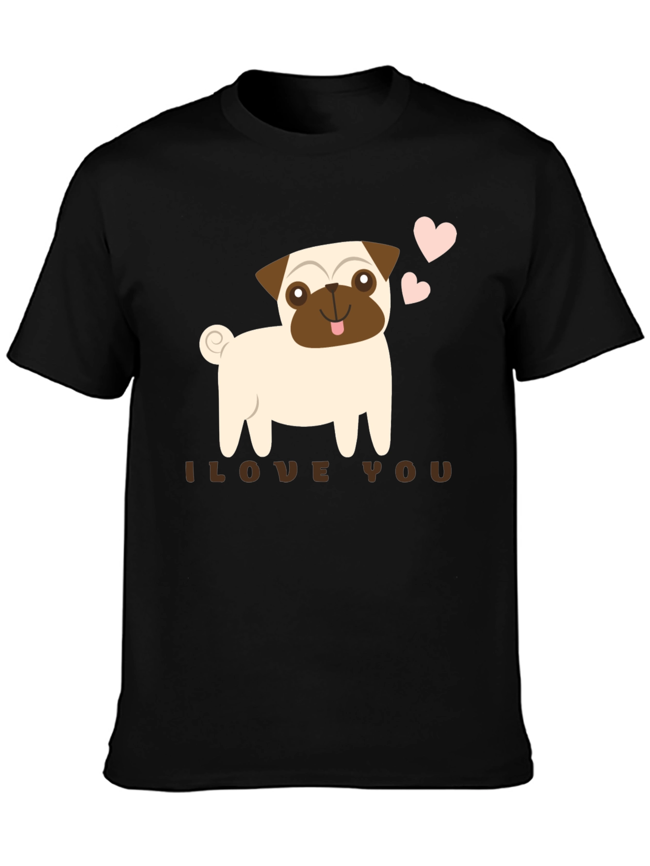 Black I Love You Pug Graphic Tee - Black view 3