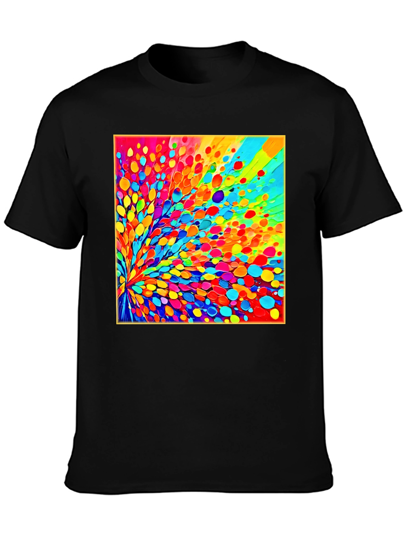 Black Vibrant Abstract Art Black T-Shirt view 3