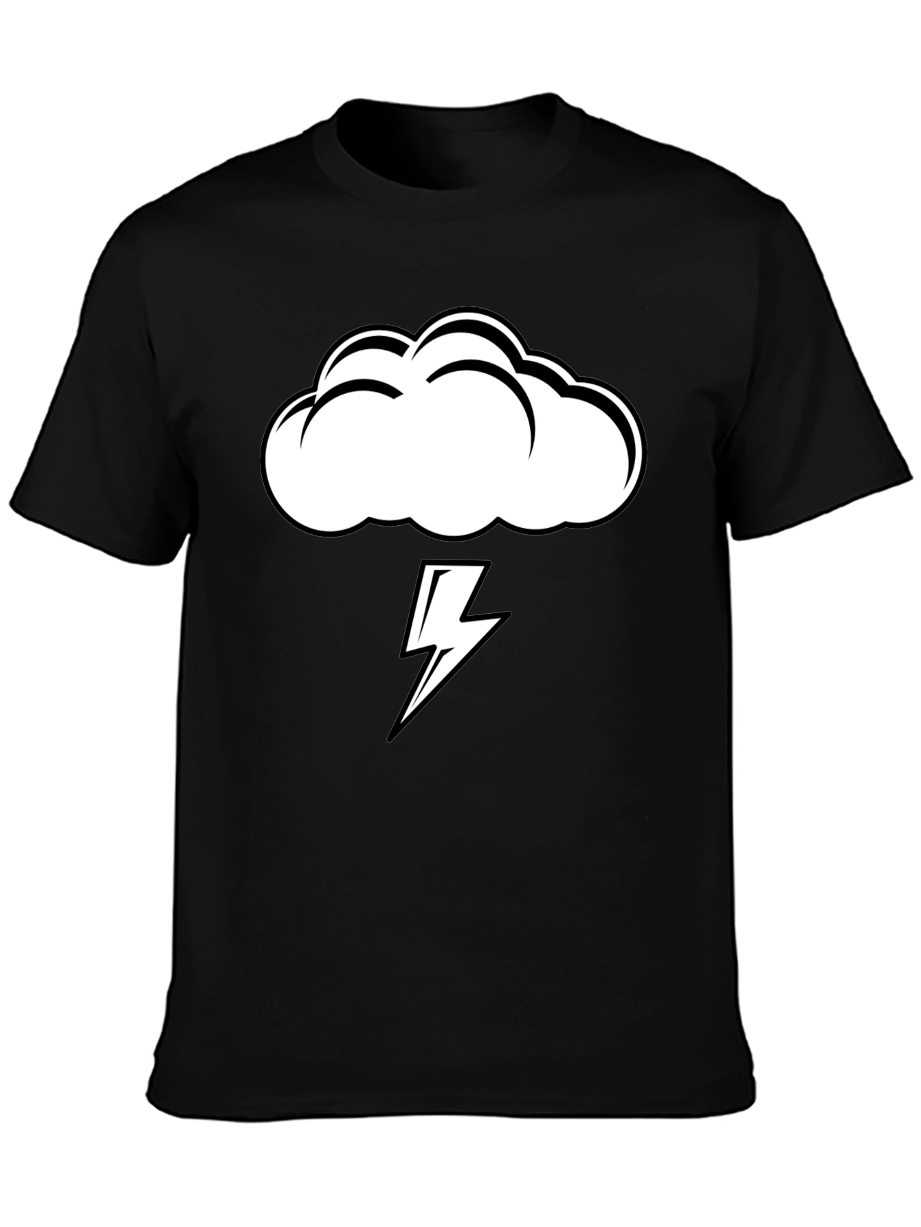 Black Storm Cloud Lightning Graphic Tee - Black view 3
