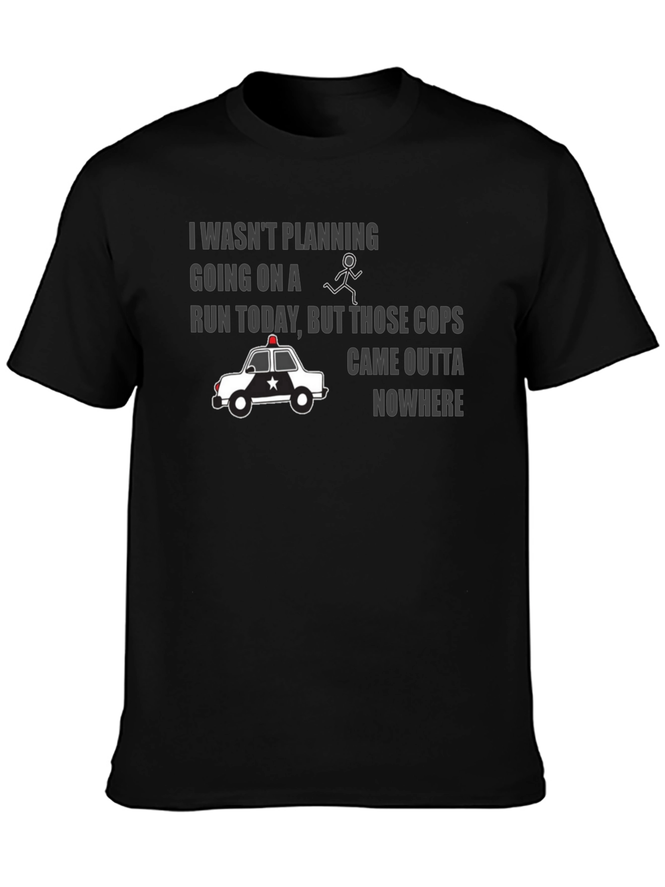 Black Funny Police Chase Graphic T-Shirt view 3
