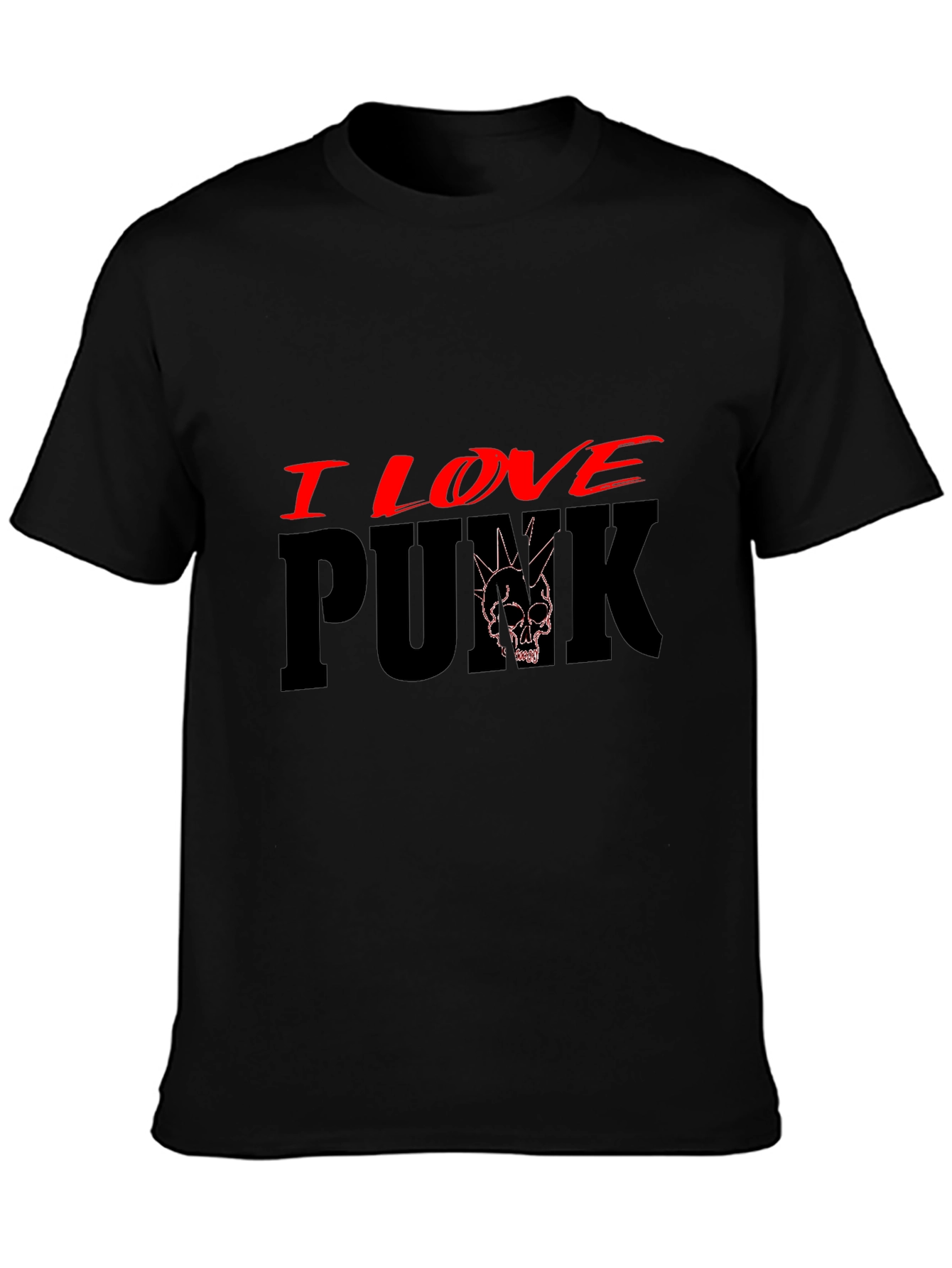 Black I Love Punk Graphic Tee - Black Cotton Blend view 3