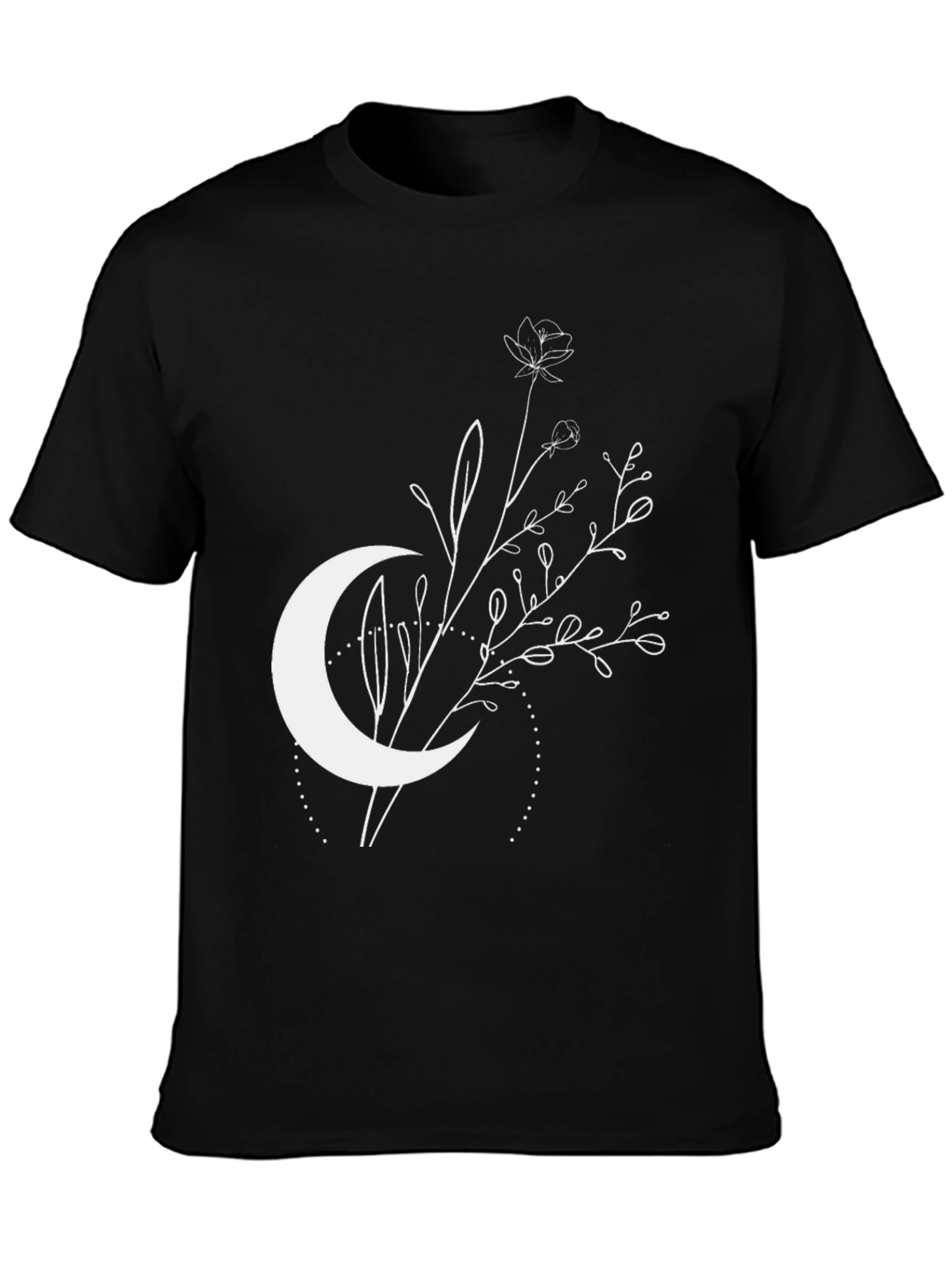 Black Moon & Floral Graphic T-Shirt - Stylish Casual Wear view 3