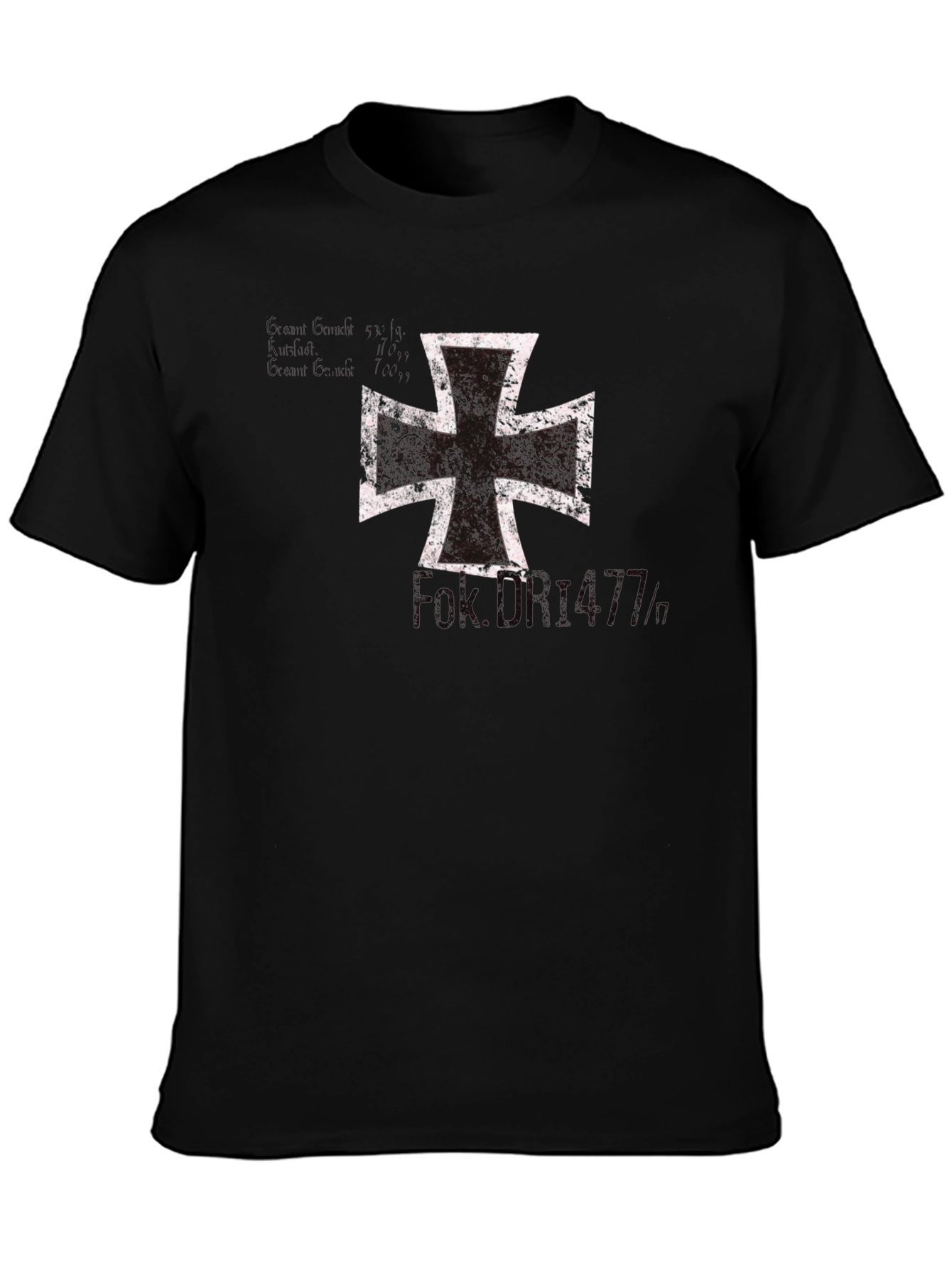 Black Vintage Iron Cross Graphic T-Shirt view 3