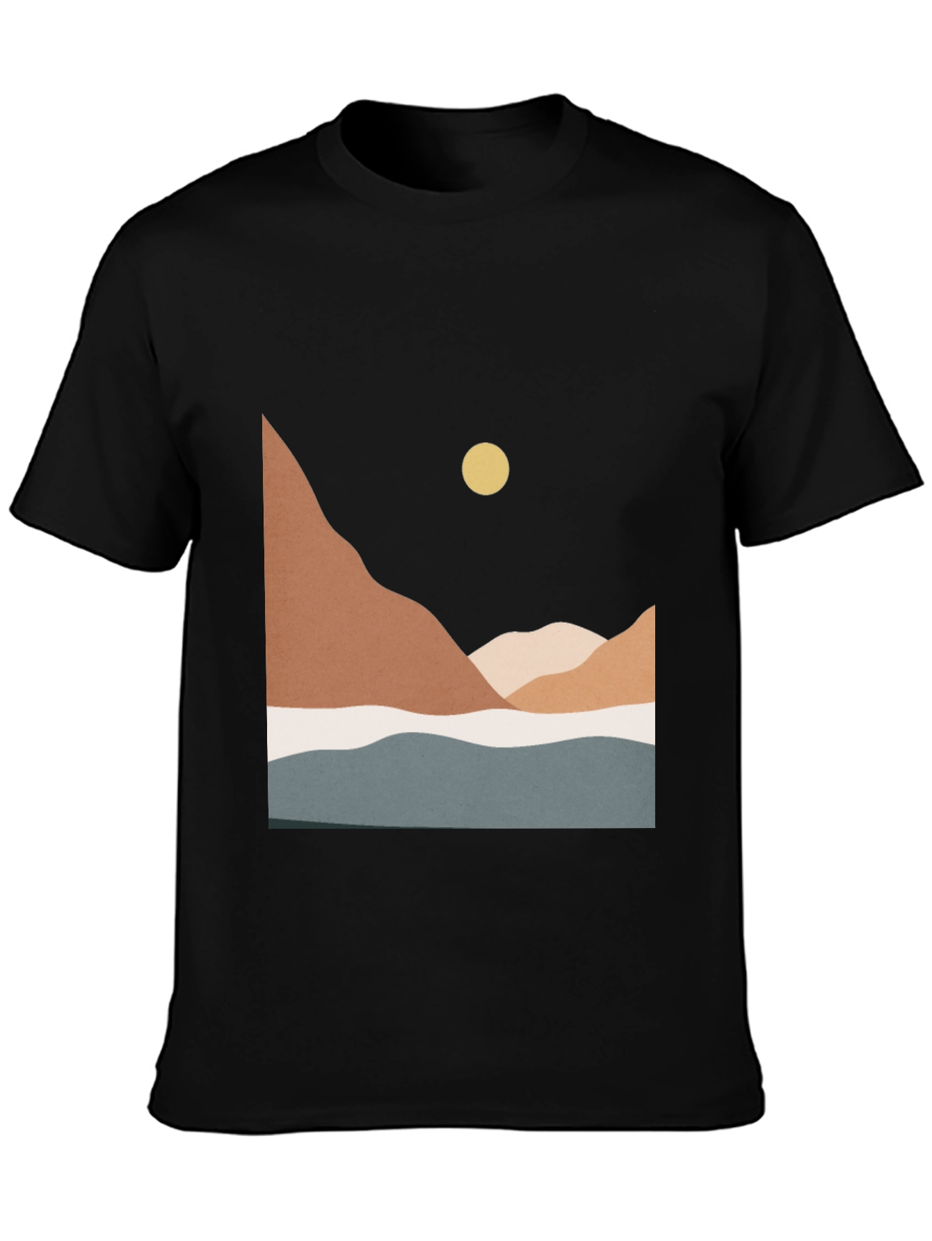 Black Minimalist Mountain Scene Graphic Tee view 3
