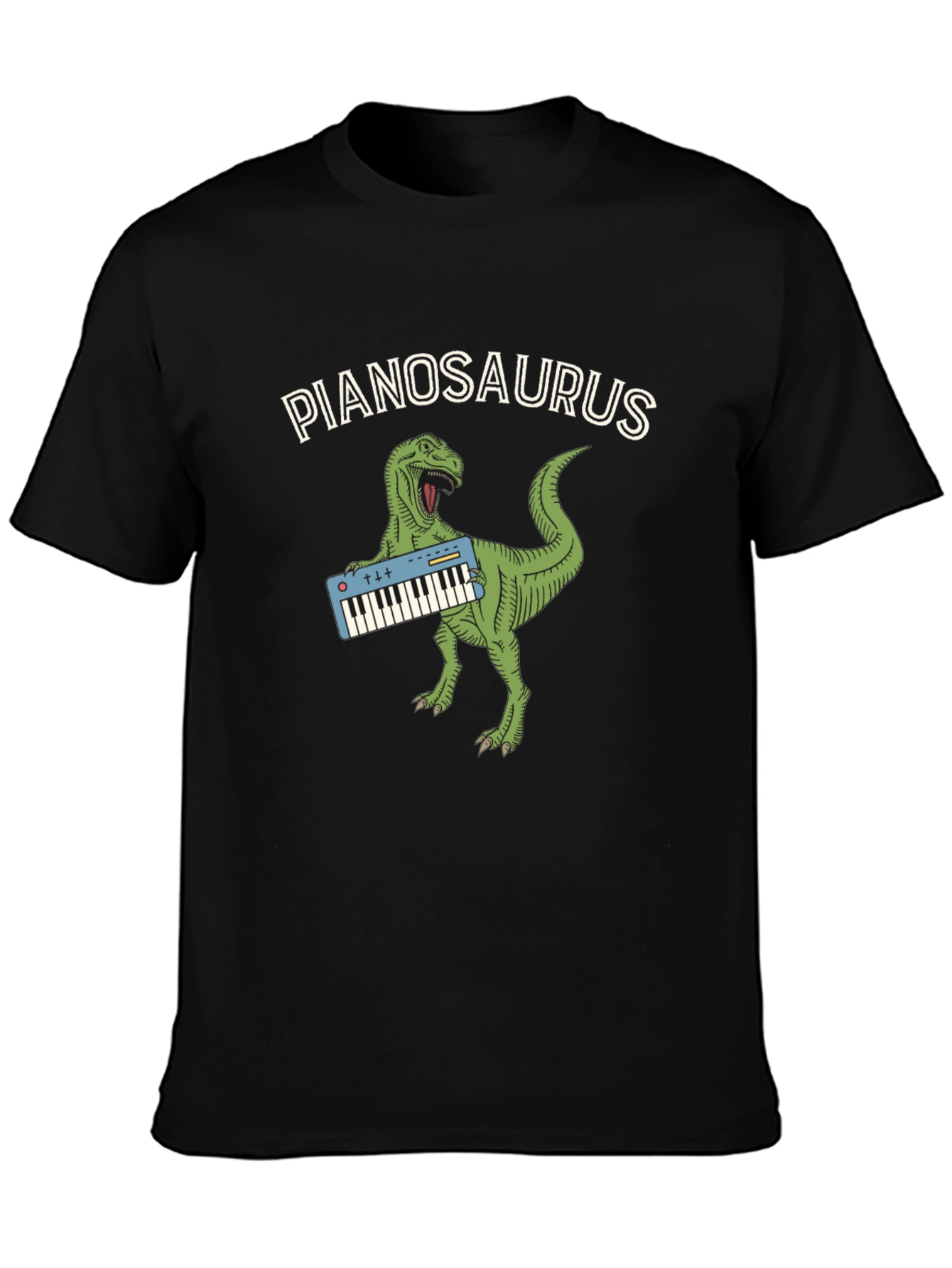 Black Pianosaurus Dinosaur Black T-Shirt view 3