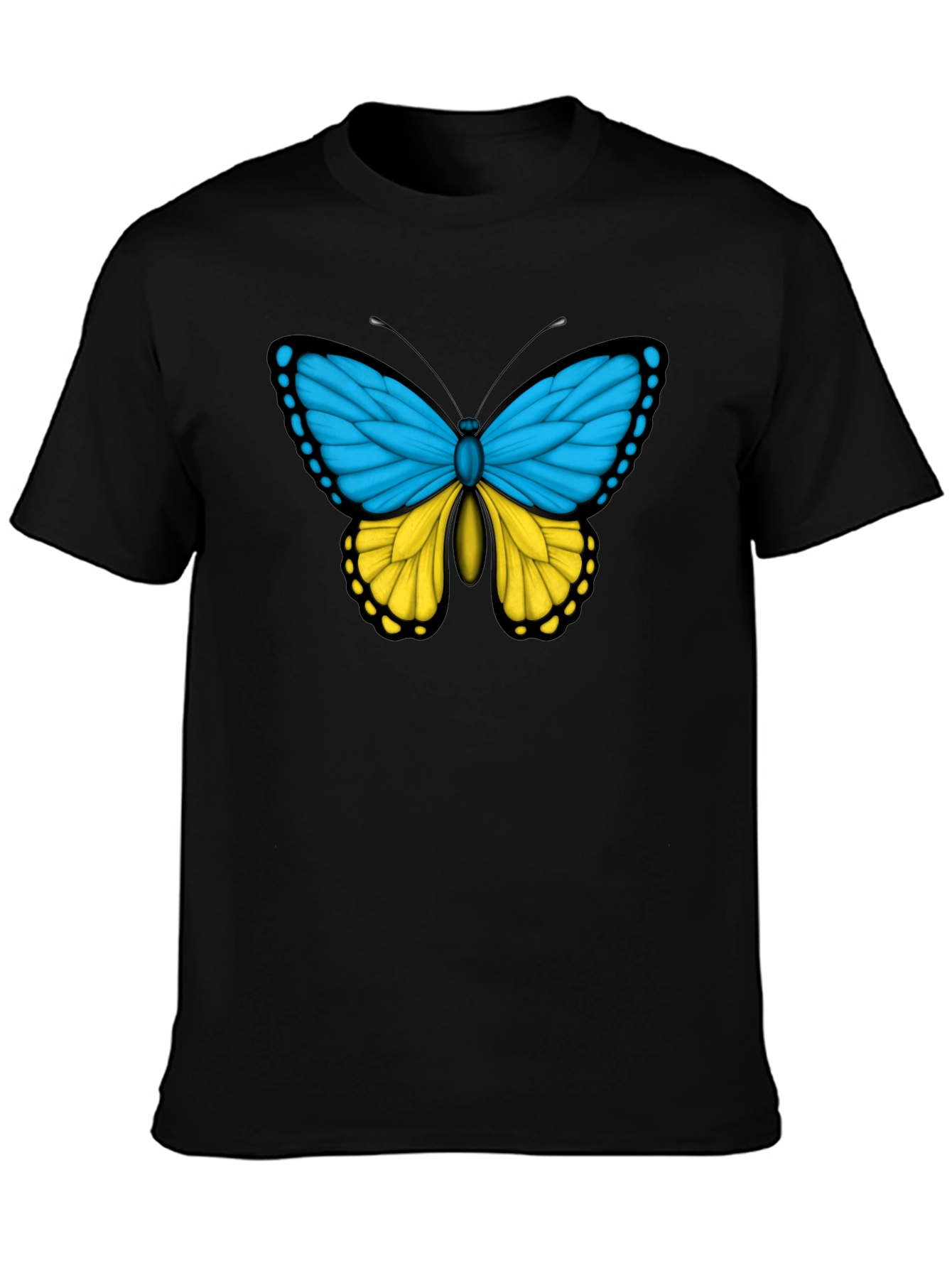 Black Butterfly Ukraine Flag T-Shirt view 3