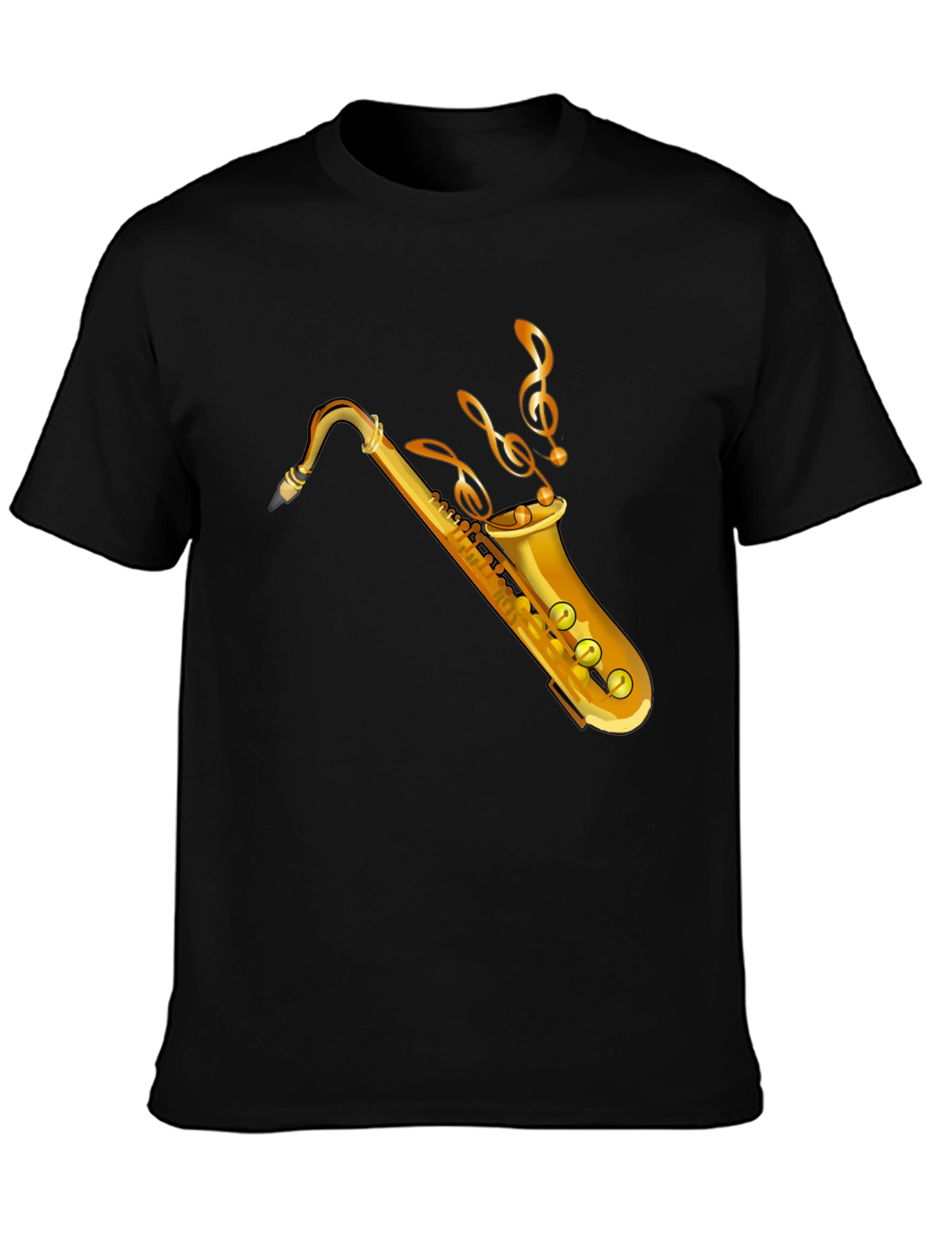 Black Saxophone Music Graphic Tee view 3