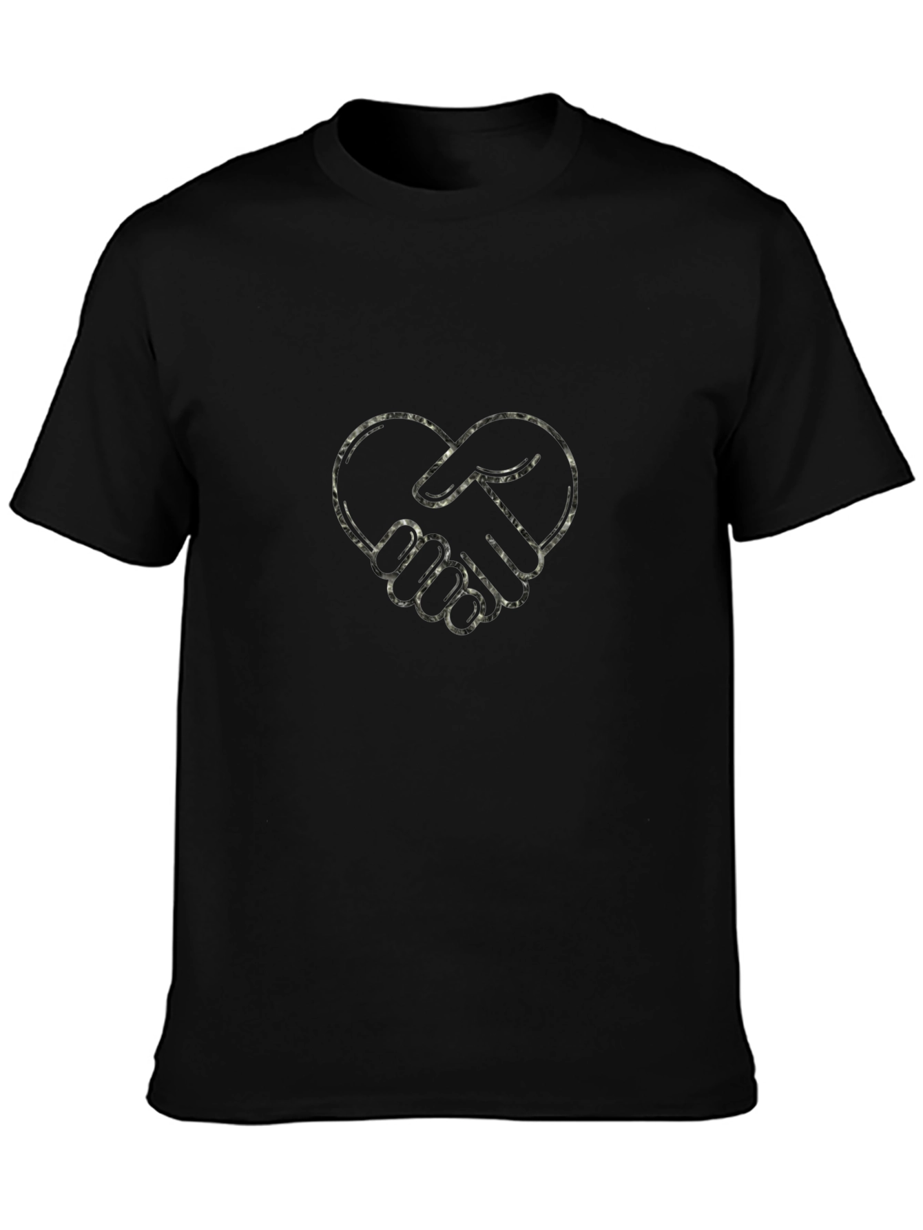 Black Heart Handshake Graphic Tee - Black Casual T-Shirt view 3