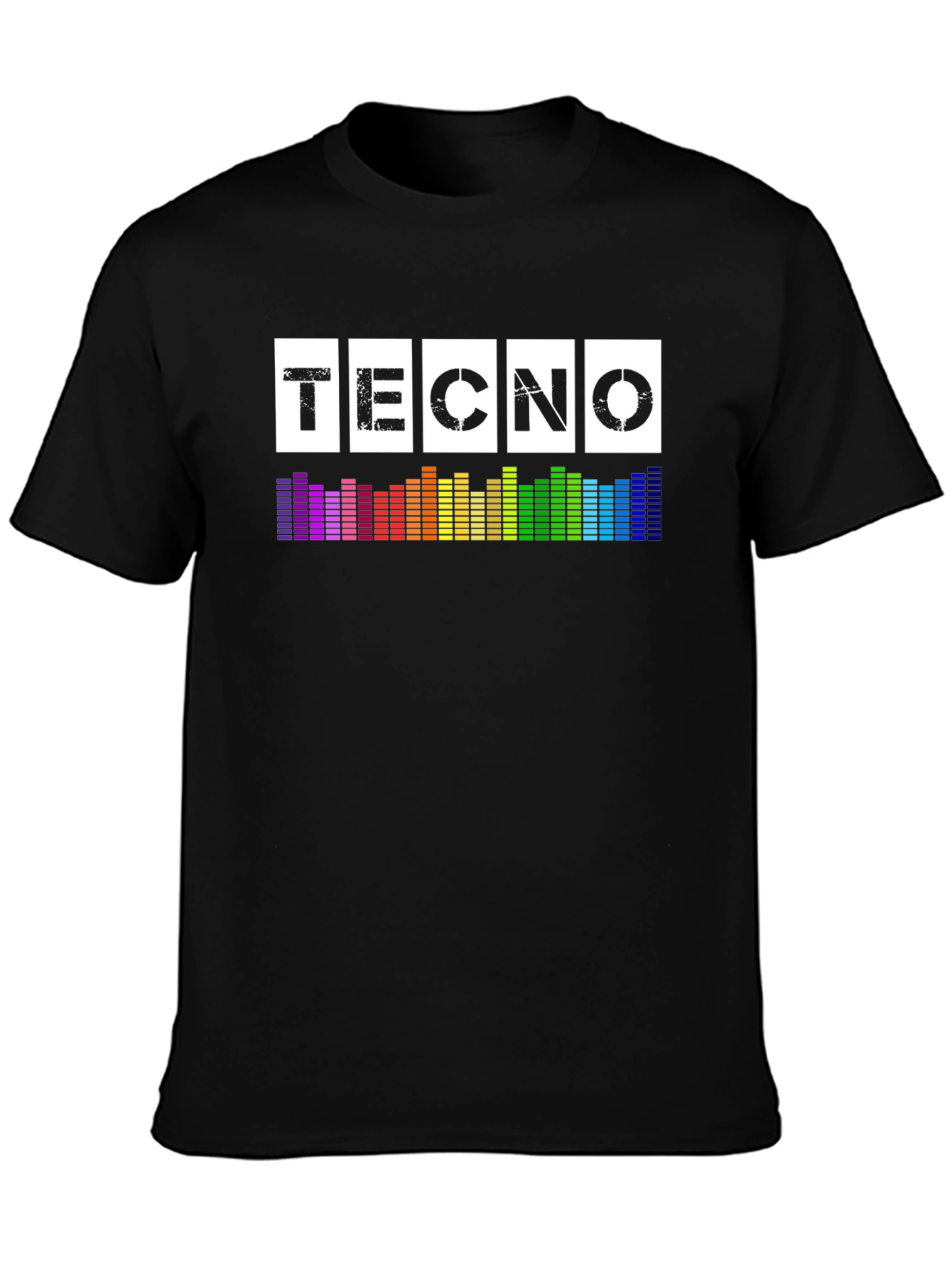 Black Techno Music T-Shirt - Graphic Equalizer Design view 3