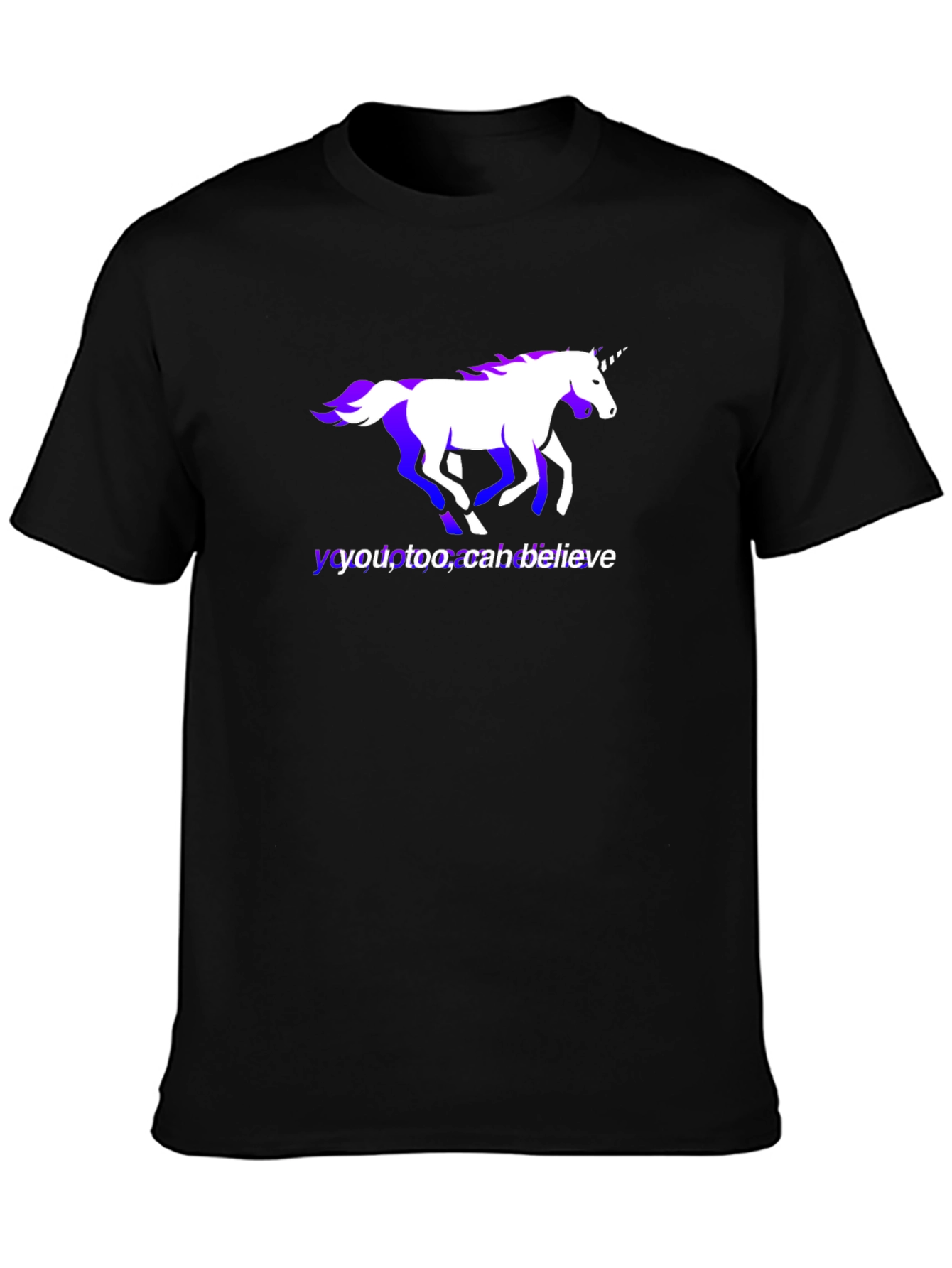 Black Believe Unicorn Graphic Tee - Soft Cotton Blend view 3