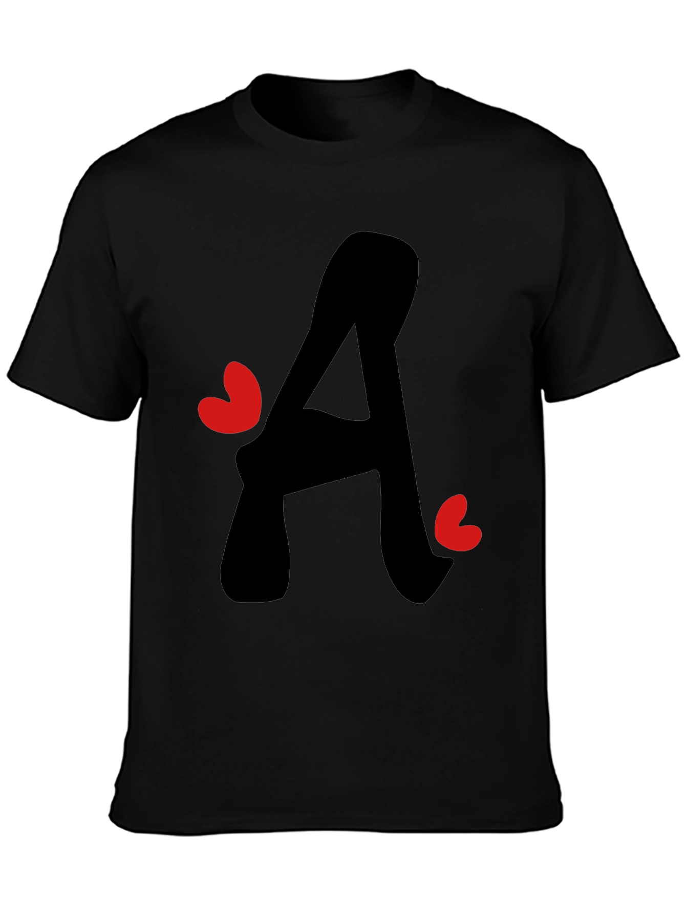 Black Letter A Heart Graphic Tee - Black T-Shirt view 3