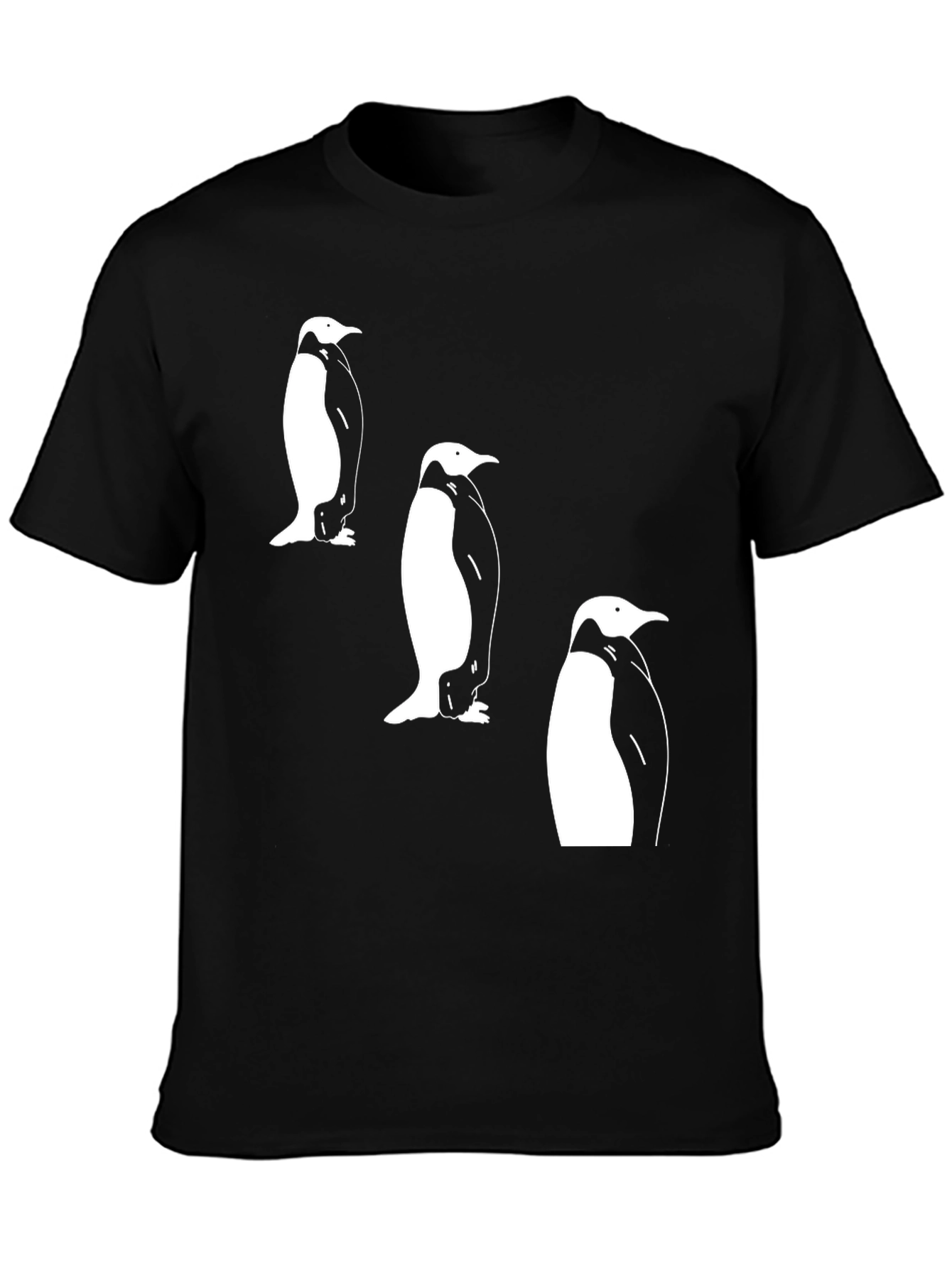 Black Penguin Trio Graphic Tee - Black Cotton T-Shirt view 3