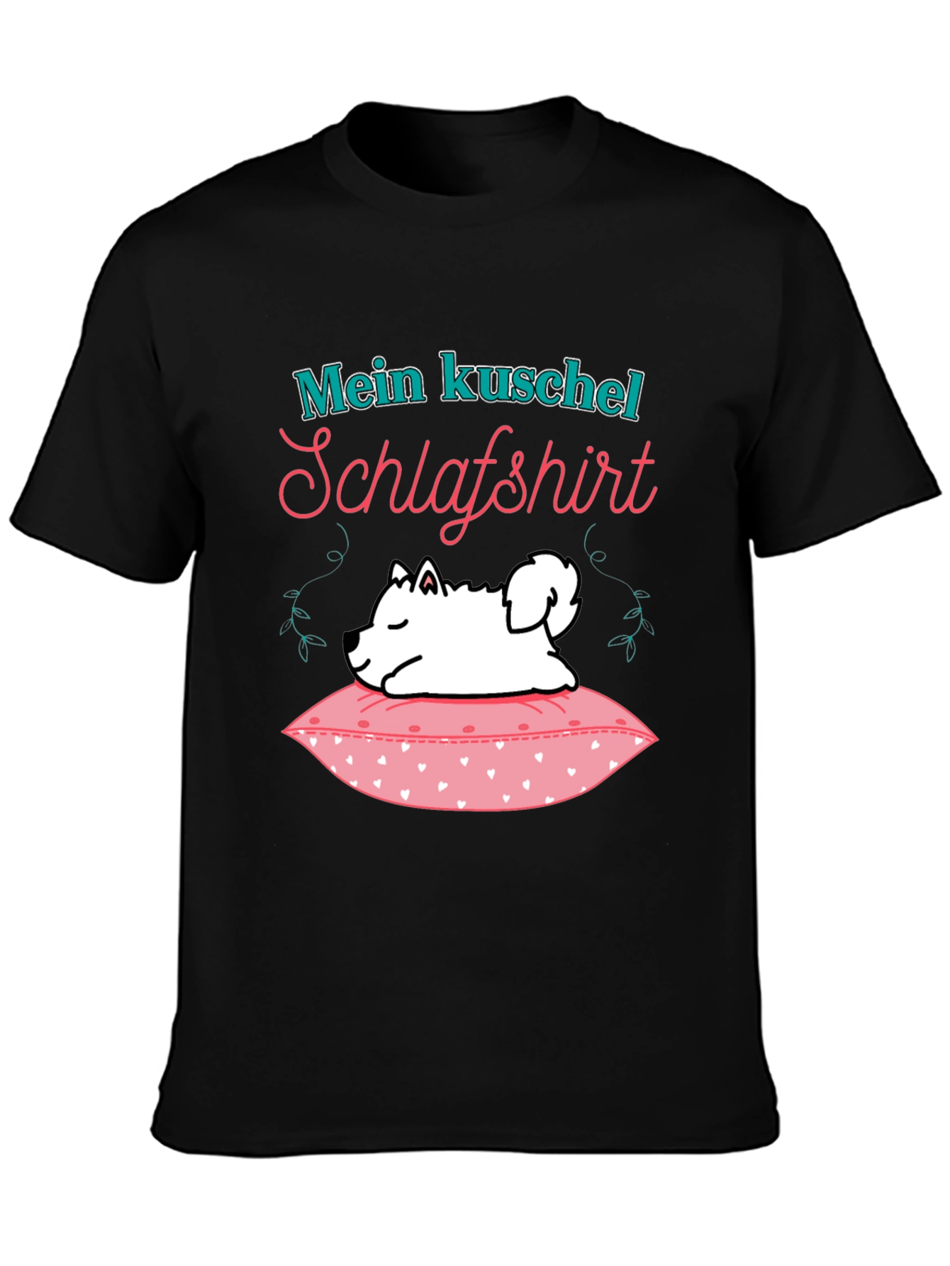 Black Cute Dog 'Mein Kuschel Schlafshirt' Graphic T-Shirt view 3