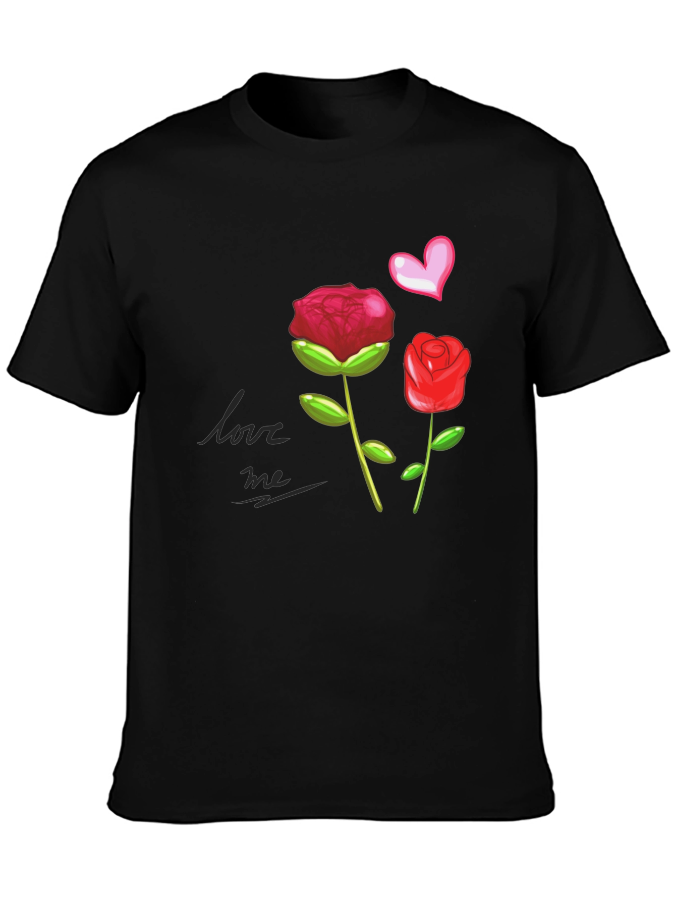 Black Love Me Roses Graphic Tee - Black view 3