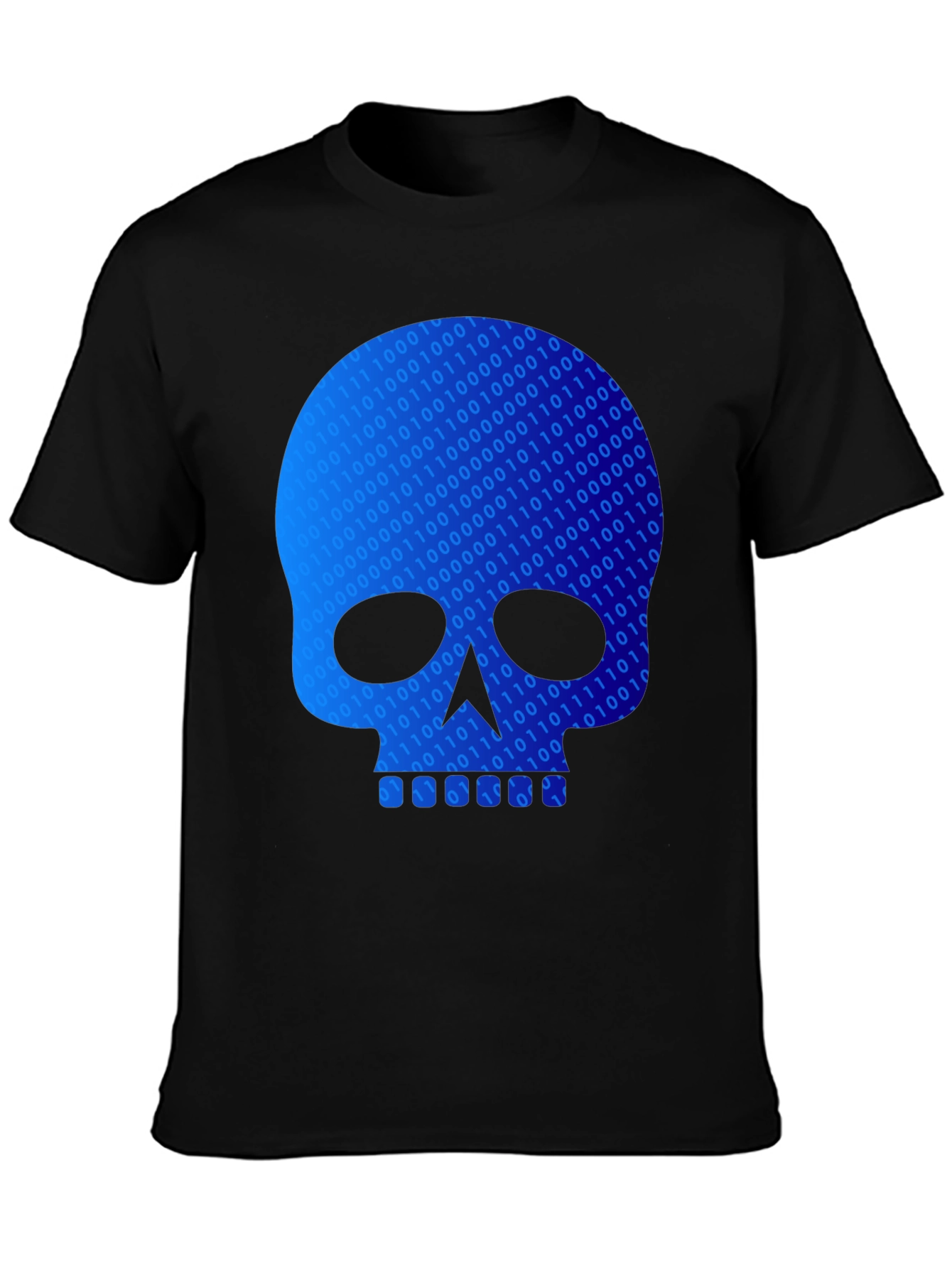 Black Binary Code Skull Graphic T-Shirt - Black view 3