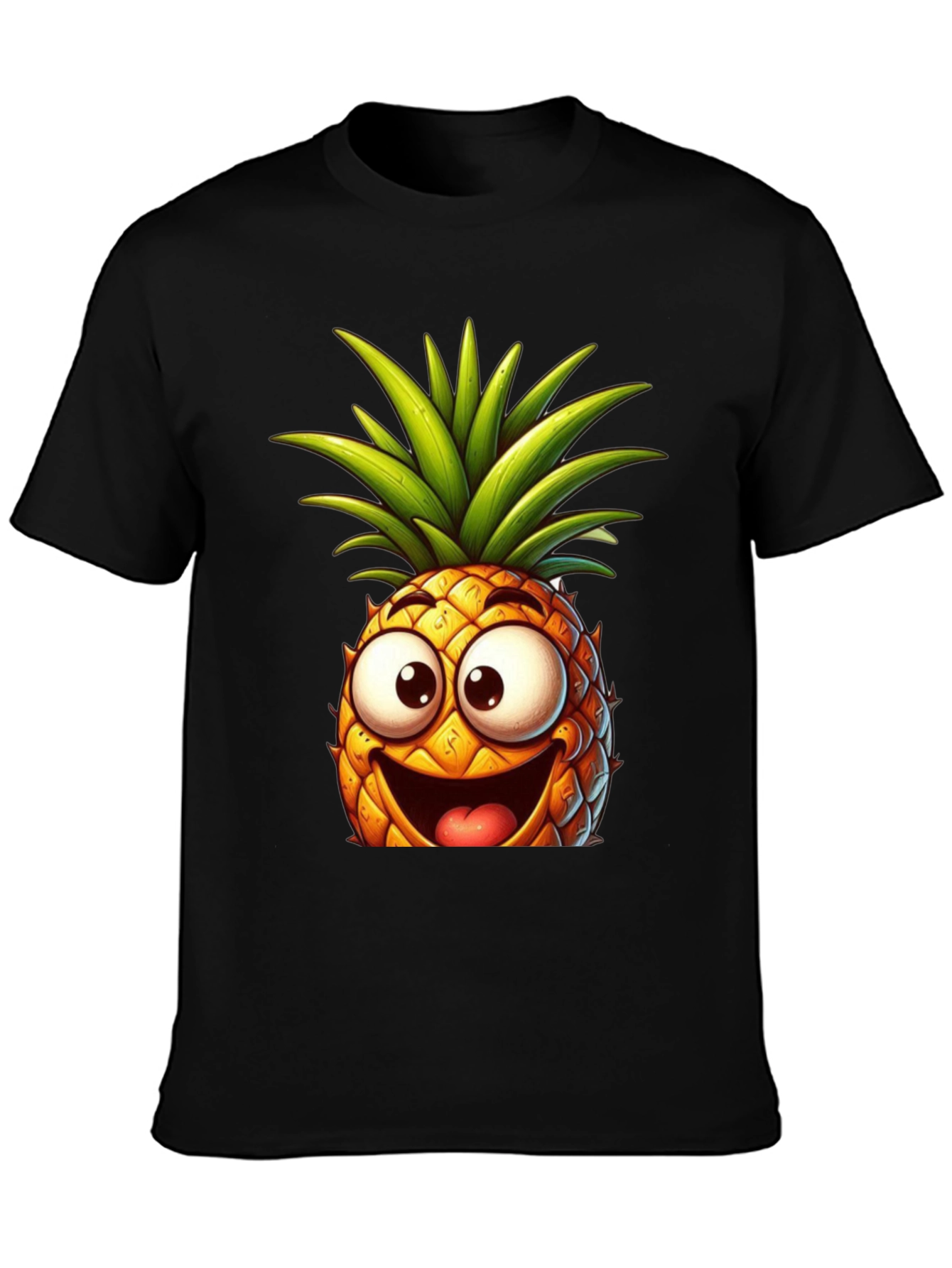 Black Funny Pineapple Graphic Tee - Black Cotton T-Shirt view 3