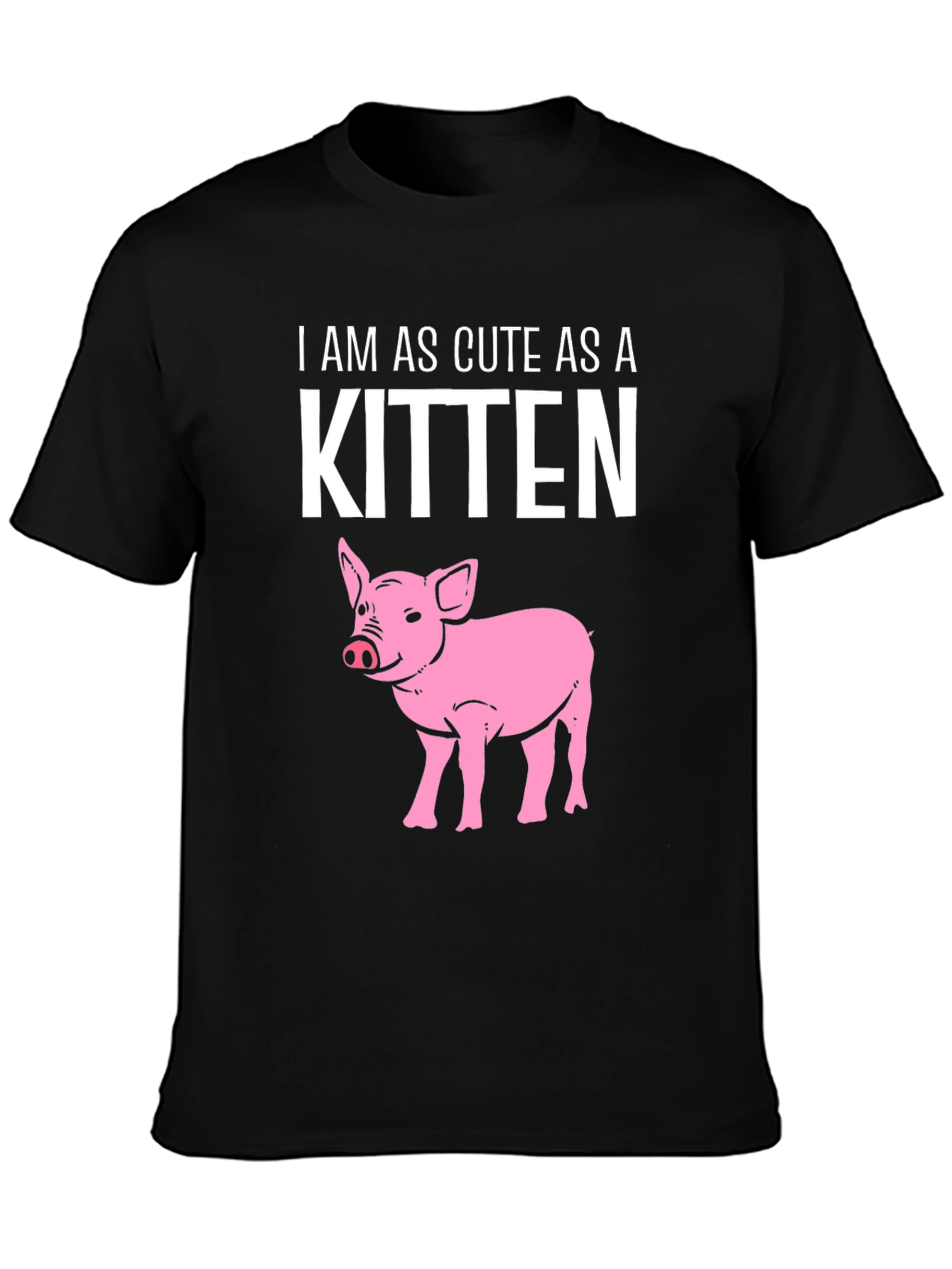 Black Cute Piglet T-Shirt view 3