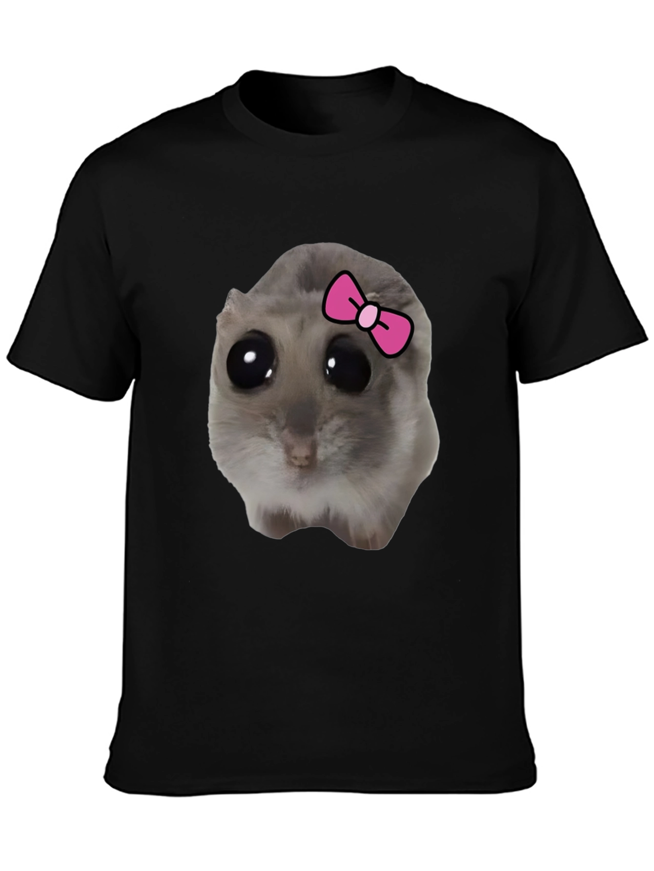 Black Funny Hamster Bow T-Shirt - Cute Pet Tee view 3