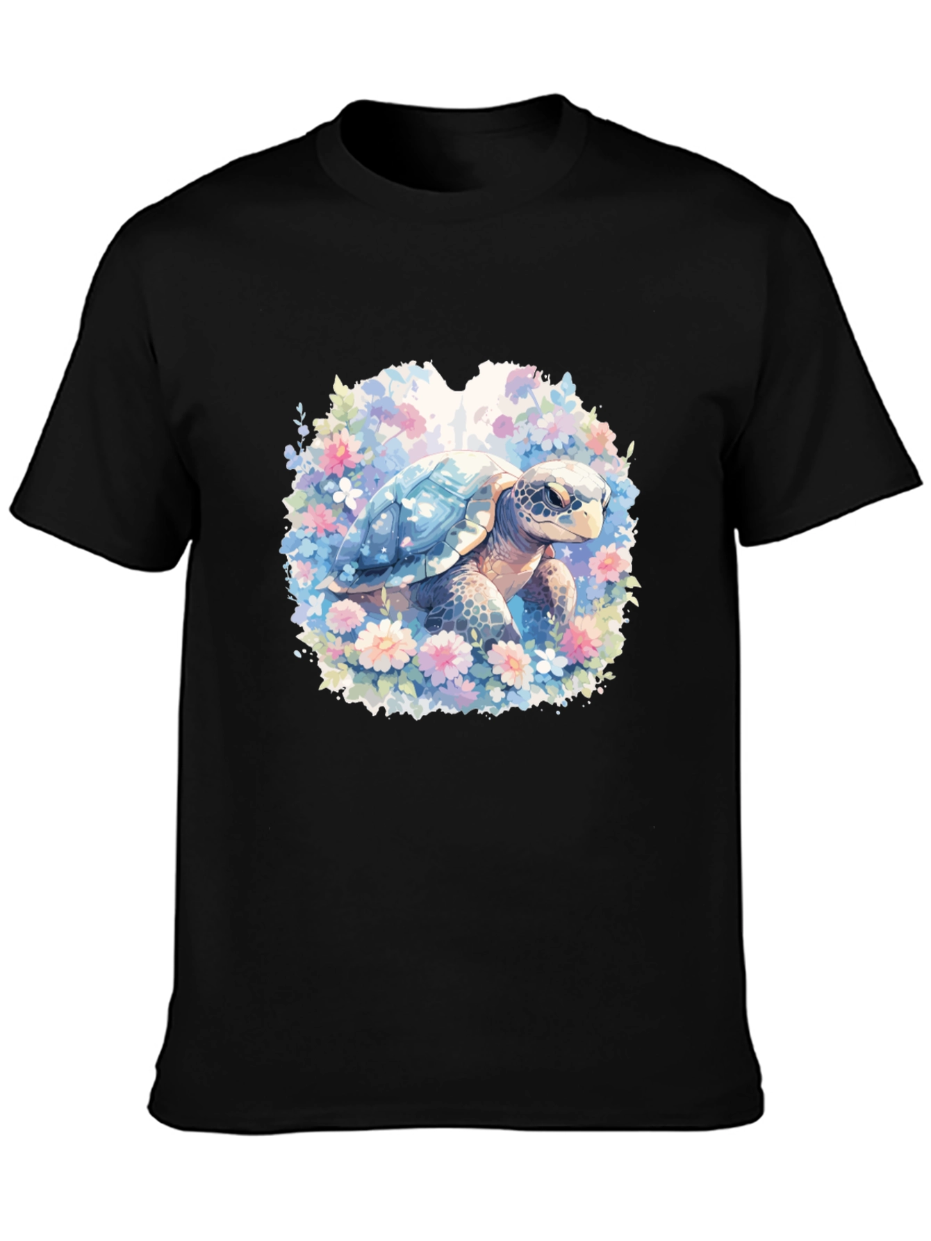 Black Sea Turtle Floral Graphic T-Shirt view 3
