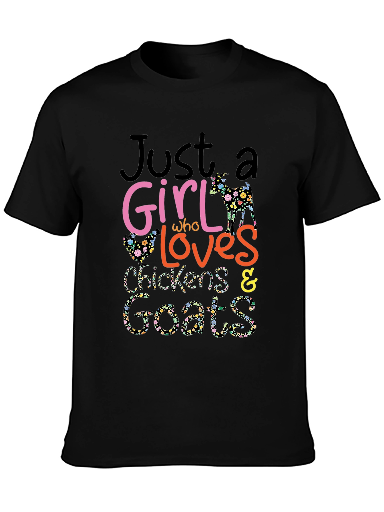 Black Girl Loves Chickens & Goats T-Shirt view 3