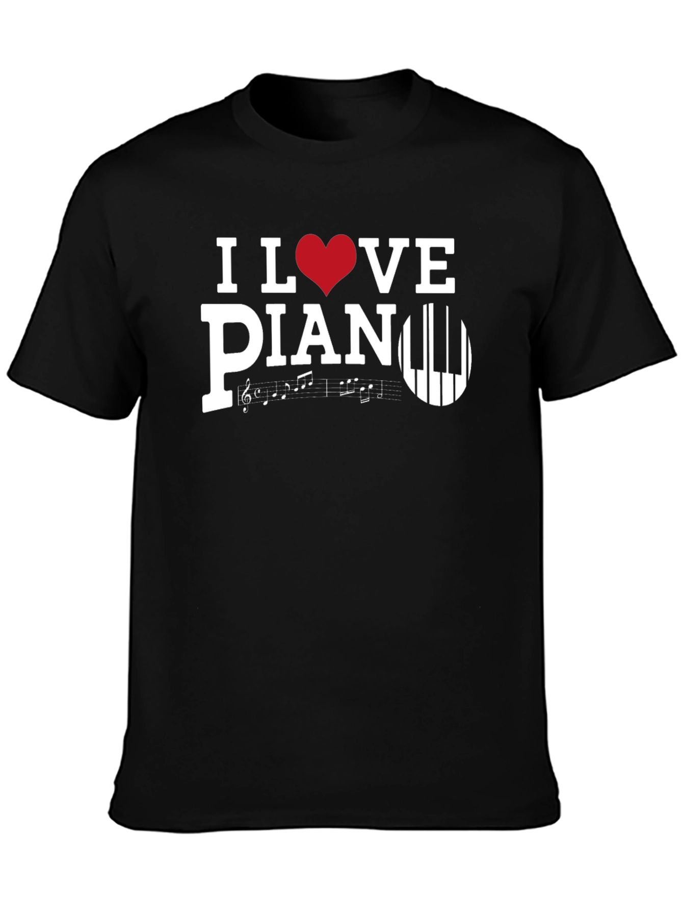 Black I Love Piano T-Shirt, Music Lover Tee view 3