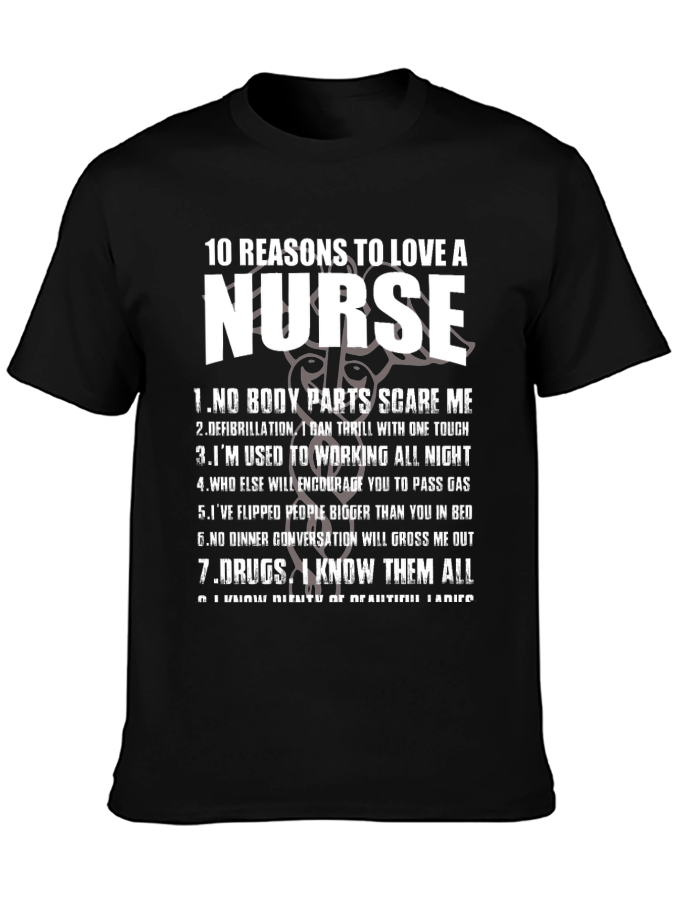 Black Funny Nurse T-Shirt: 10 Reasons to Love a Nurse view 3
