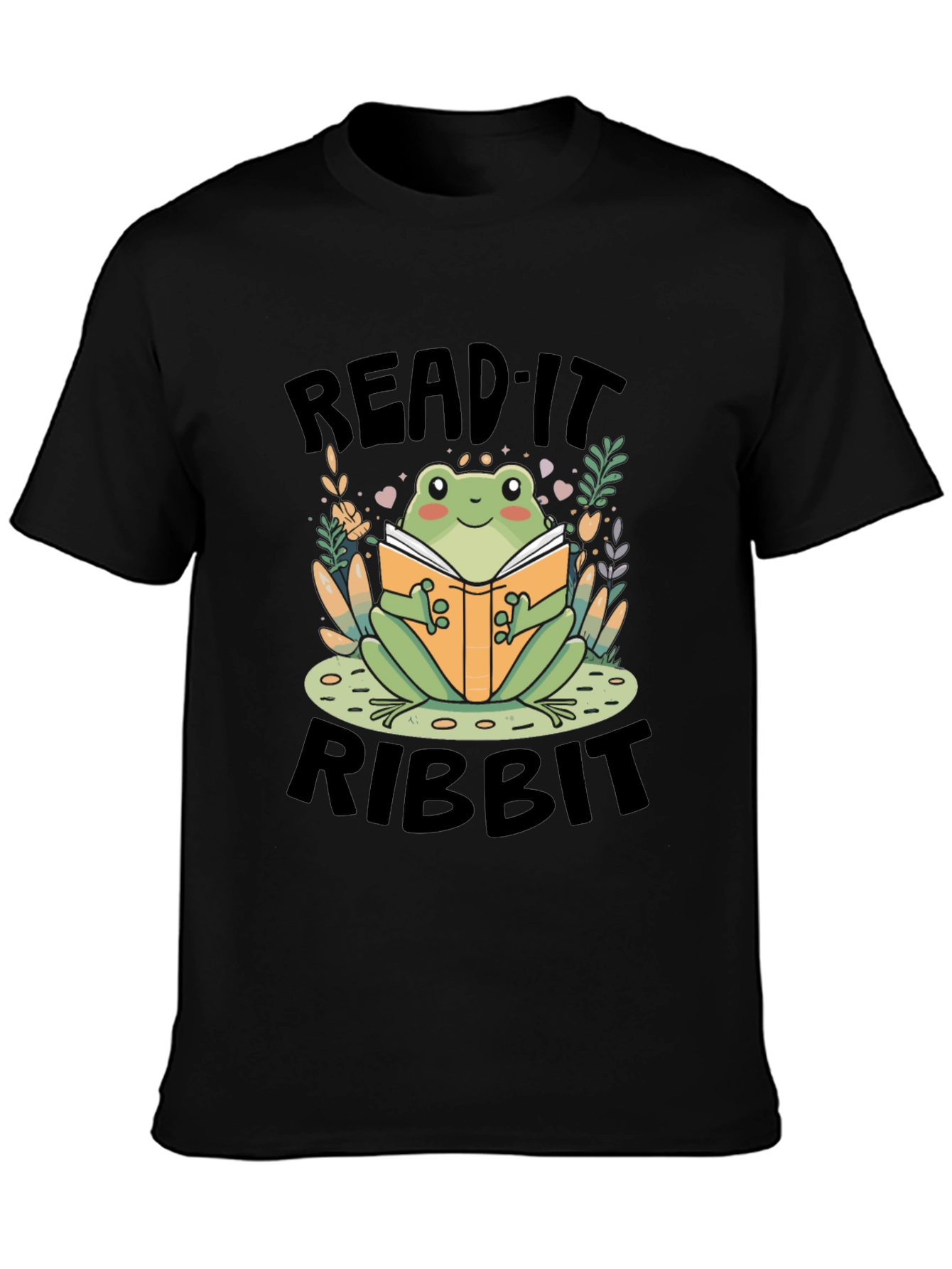 Black Read It Ribbit Frog Graphic Tee view 3