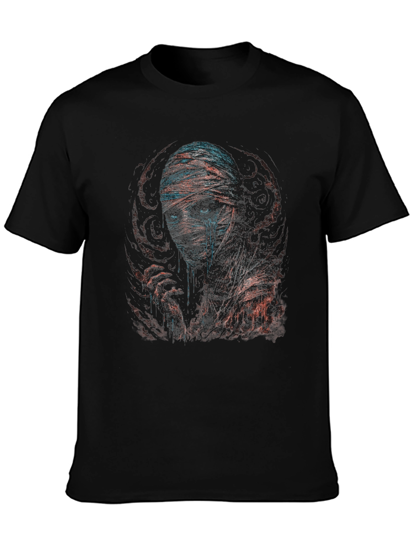 Black Mummy Graphic Print Crew Neck T-Shirt view 3
