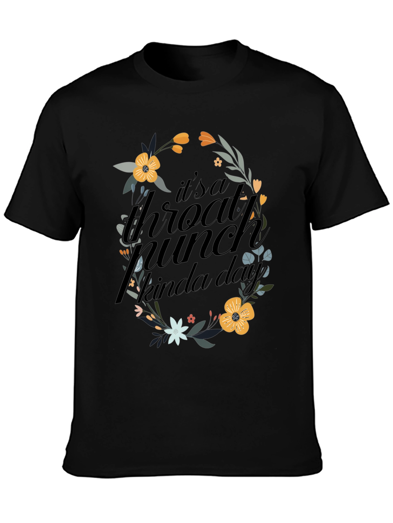 Black Floral "Throat Punch" Graphic Tee view 3