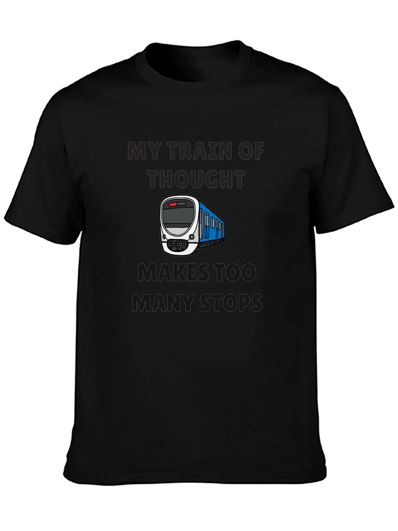Black Train of Thought T-Shirt - Too Many Stops view 3